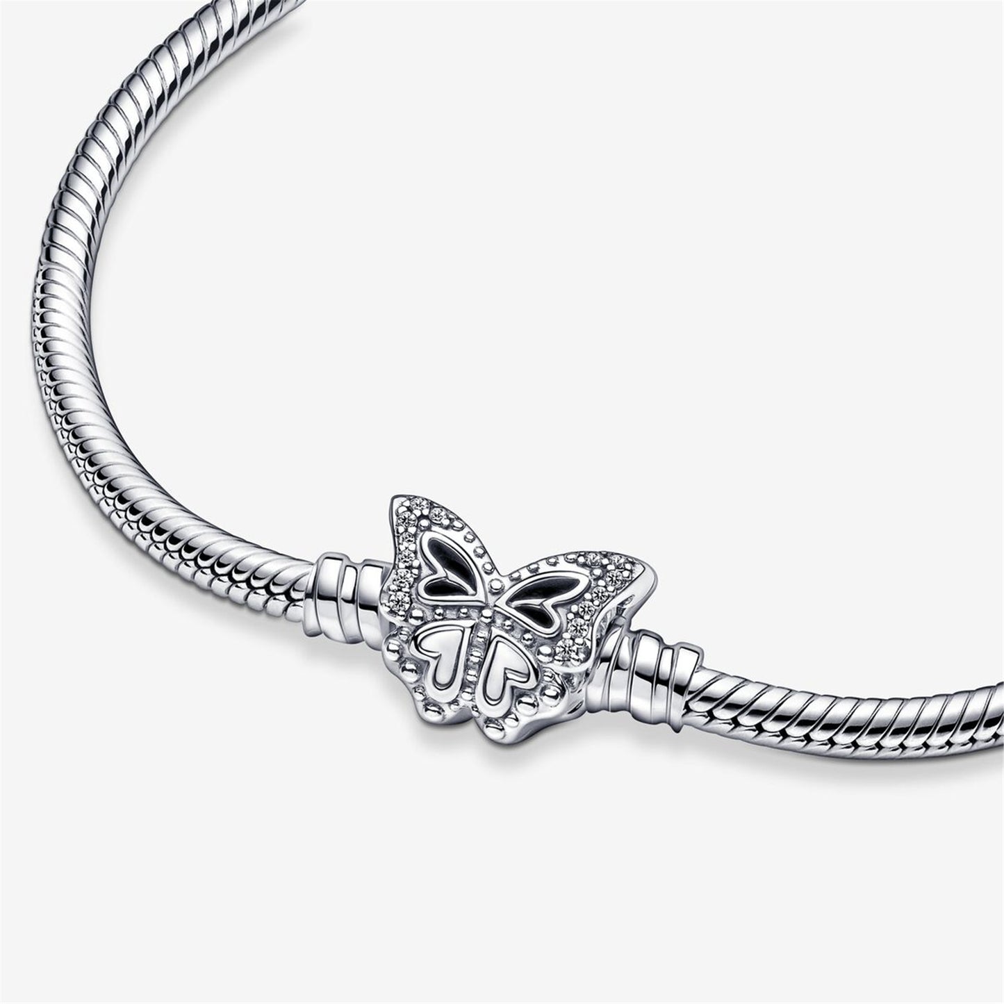 S925 sterling silver Moments Butterfly Clasp Snake Chain Bracelet