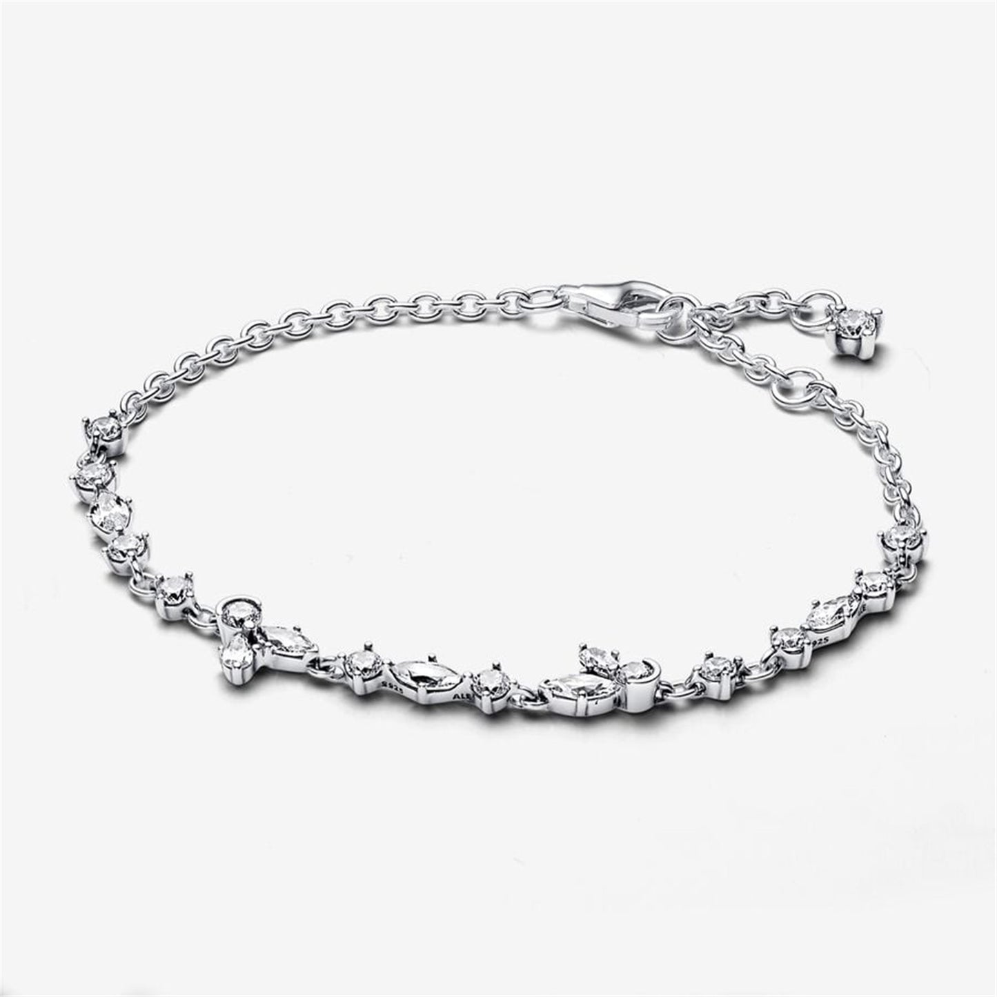 S925 sterling silver Sparkling Herbarium Cluster Chain Bracelet