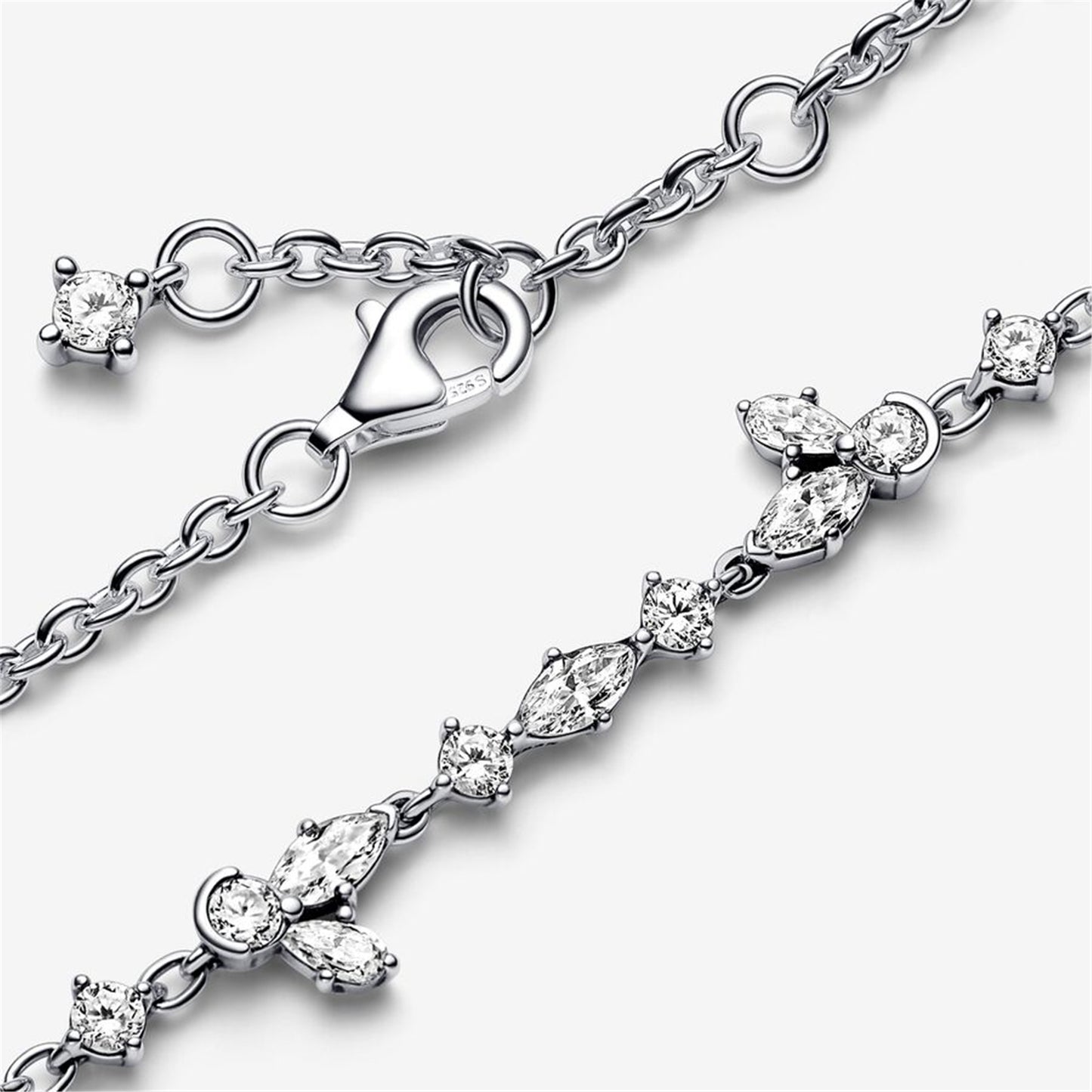 S925 sterling silver Sparkling Herbarium Cluster Chain Bracelet