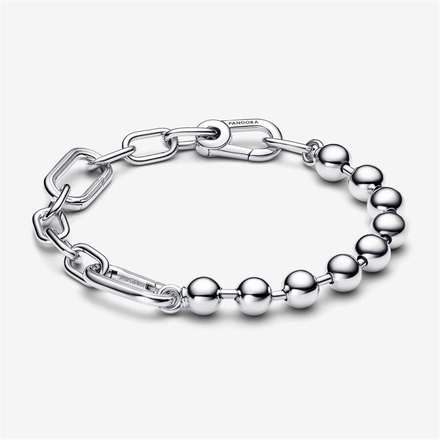 S925 sterling silver ME Metal Bead & Link Chain Bracelet