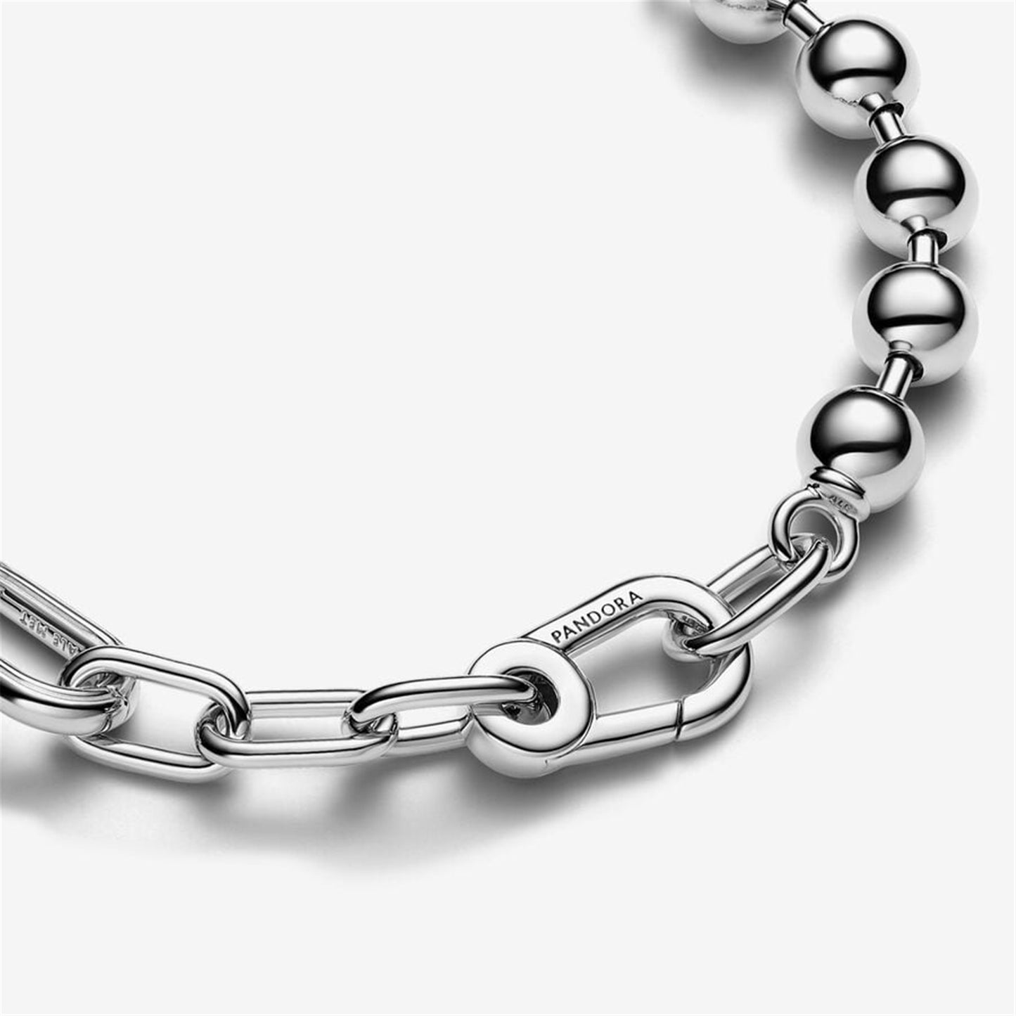 S925 sterling silver ME Metal Bead & Link Chain Bracelet
