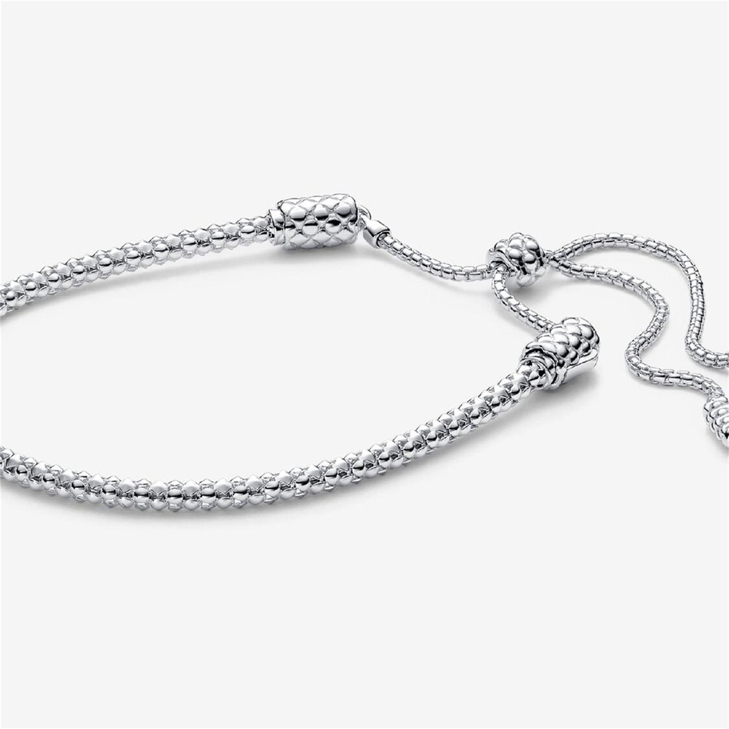 S925 Sterling Silver Moments Studded Chain Slider Bracelet