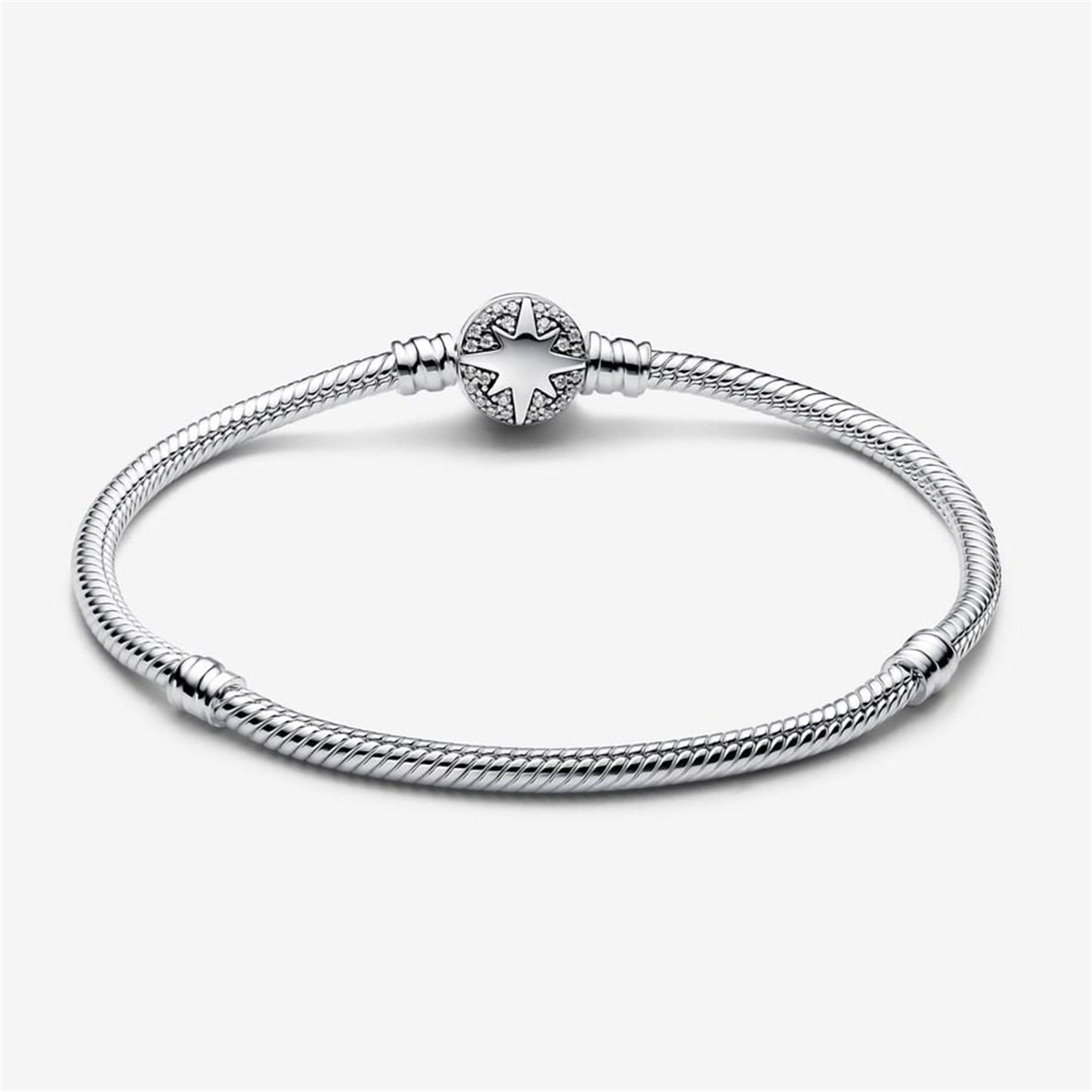 S925 Sterling Silver North Star Clasp Snake Chain Bracelet