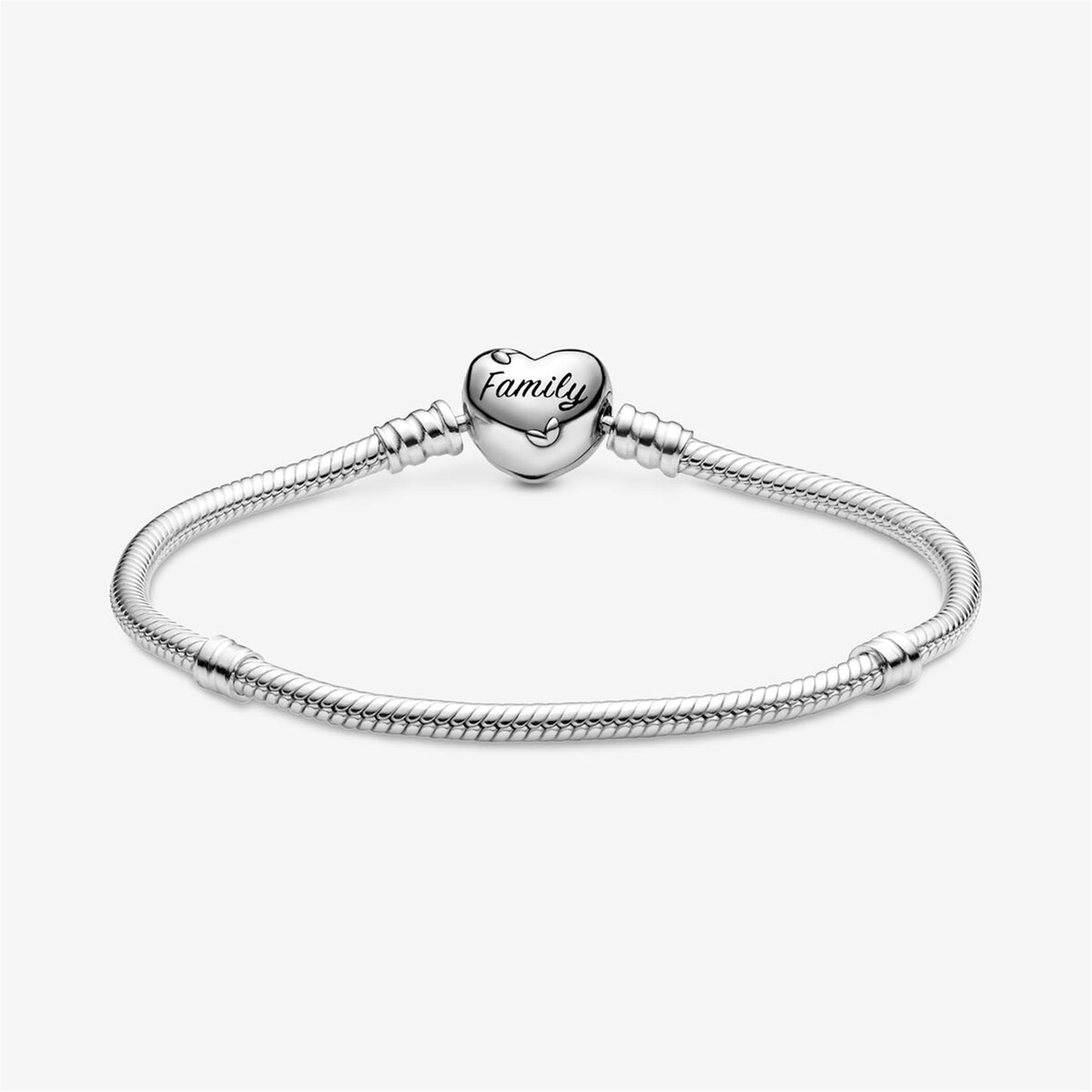 S925 sterling silver Moments Family Tree Heart Clasp Snake Chain Bracelet