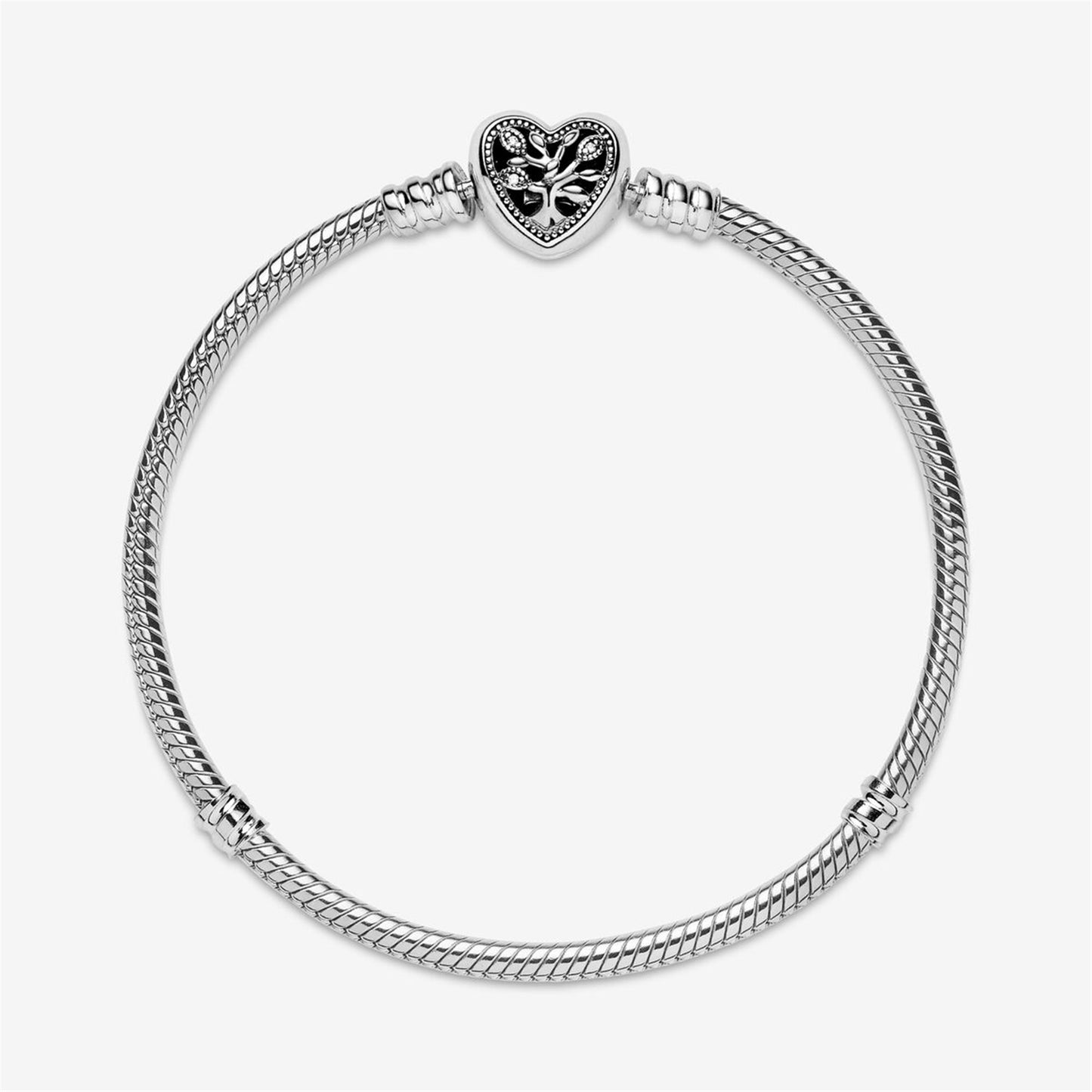 S925 sterling silver Moments Family Tree Heart Clasp Snake Chain Bracelet