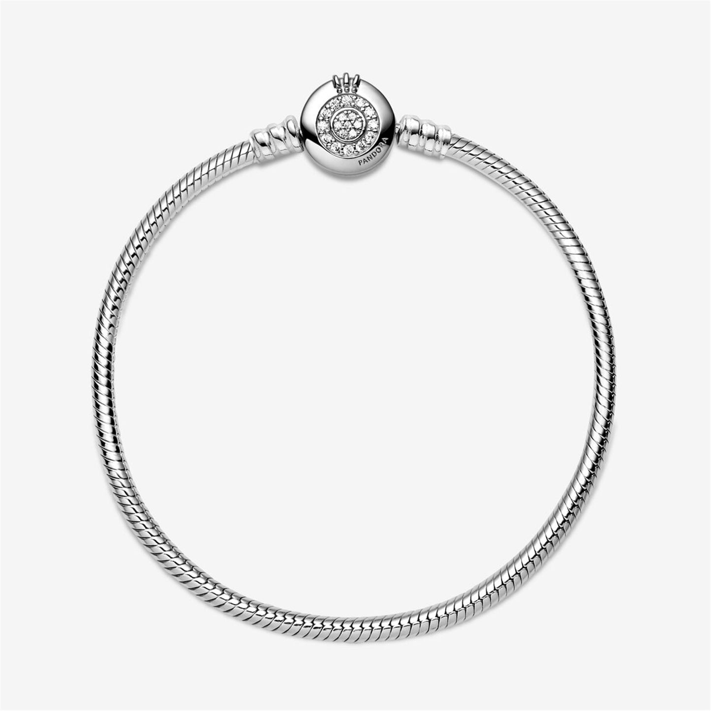 S925 sterling silver Moments Sparkling Crown O Snake Chain Bracelet