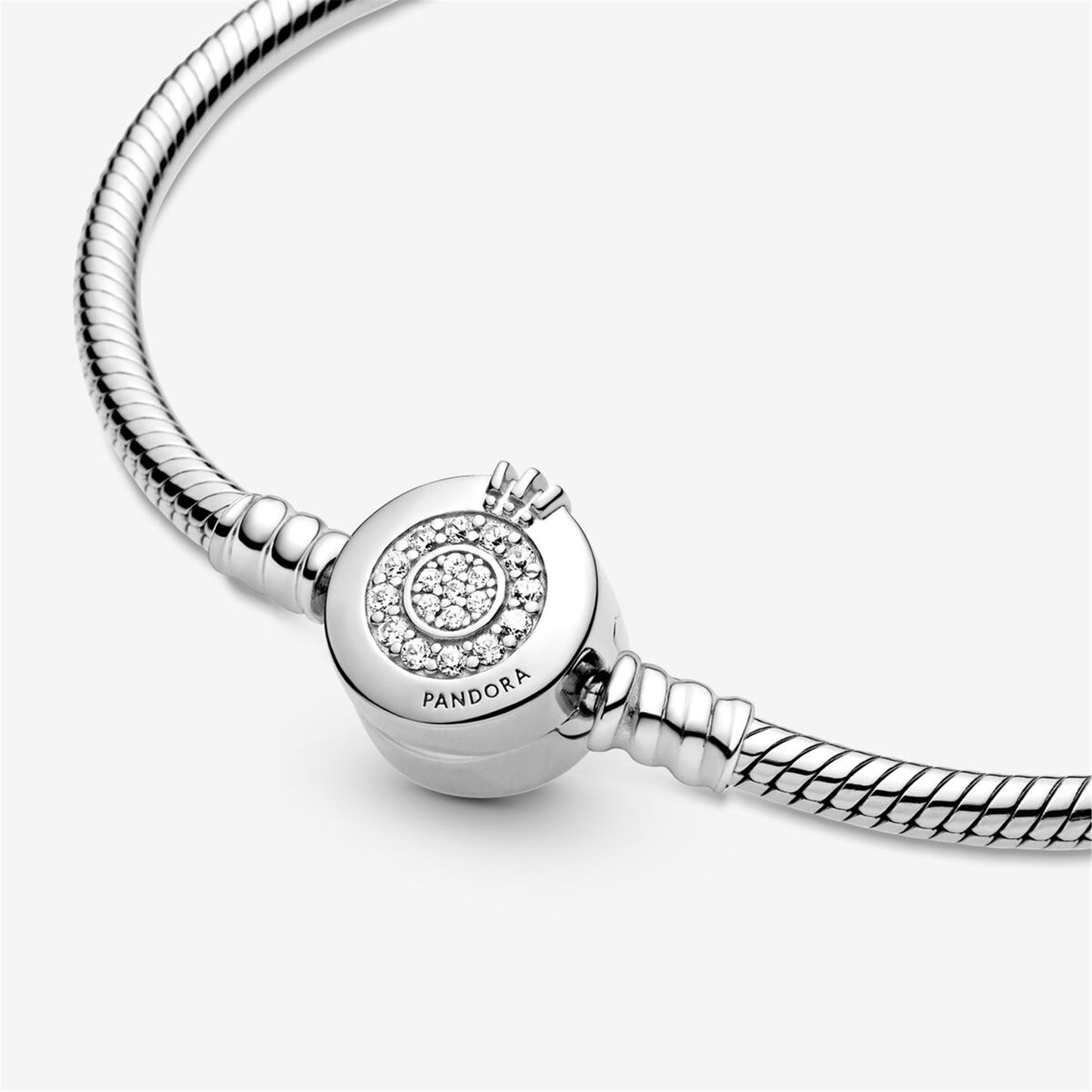 S925 sterling silver Moments Sparkling Crown O Snake Chain Bracelet