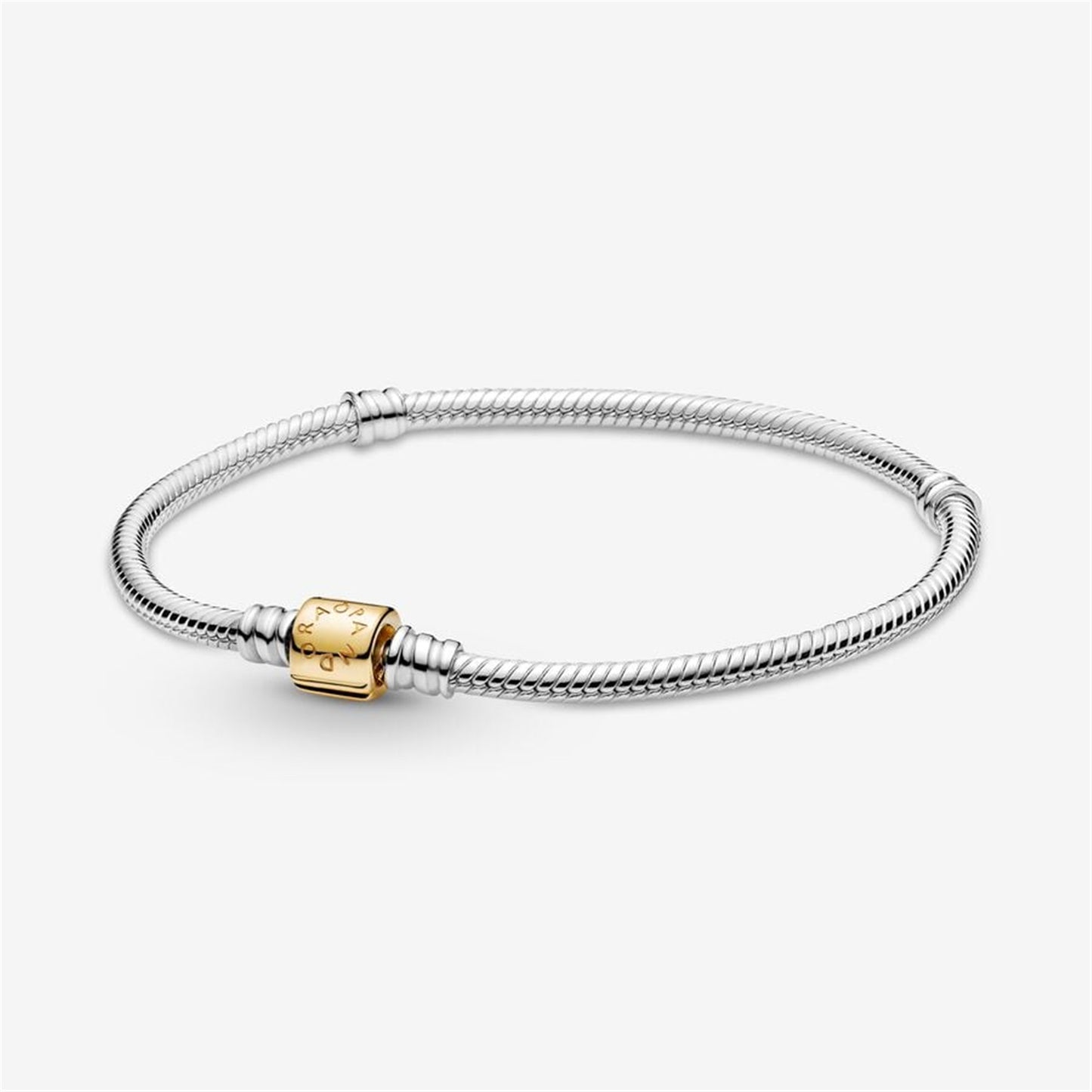 S925 sterling silver Moments Barrel Clasp Snake Chain Bracelet