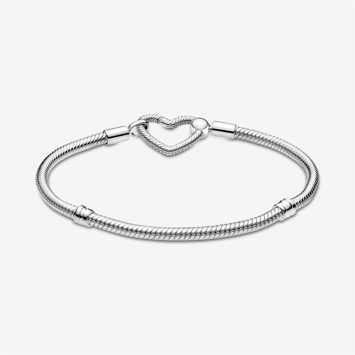 S925 sterling silver Moments Heart Closure Snake Chain Bracelet