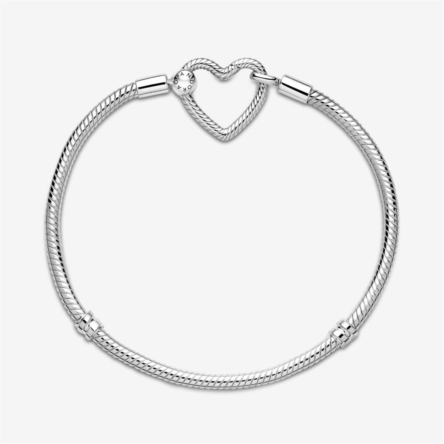 S925 sterling silver Moments Heart Closure Snake Chain Bracelet