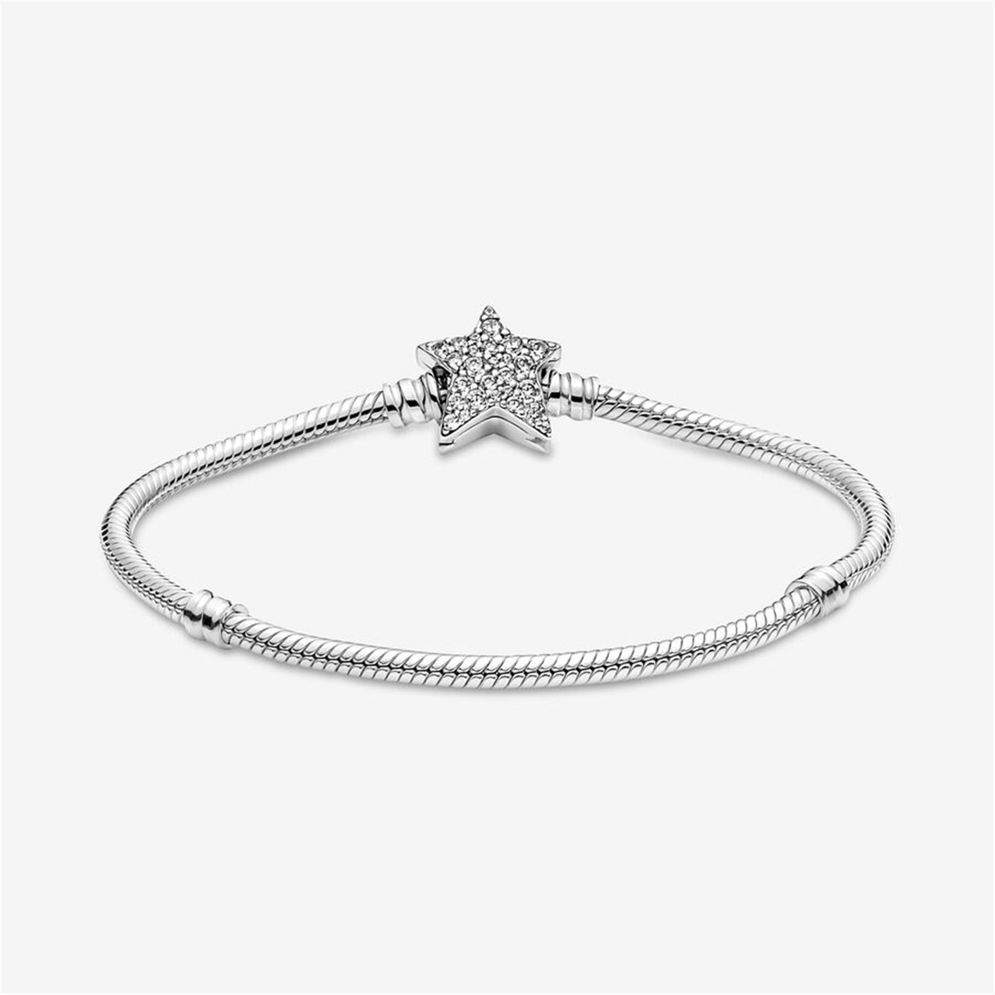 S925 sterling silver Moments Asymmetric Star Clasp Snake Chain Bracelet