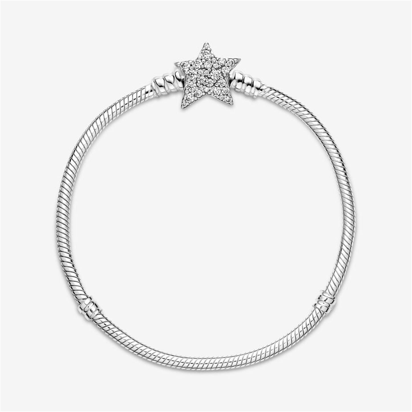 S925 sterling silver Moments Asymmetric Star Clasp Snake Chain Bracelet