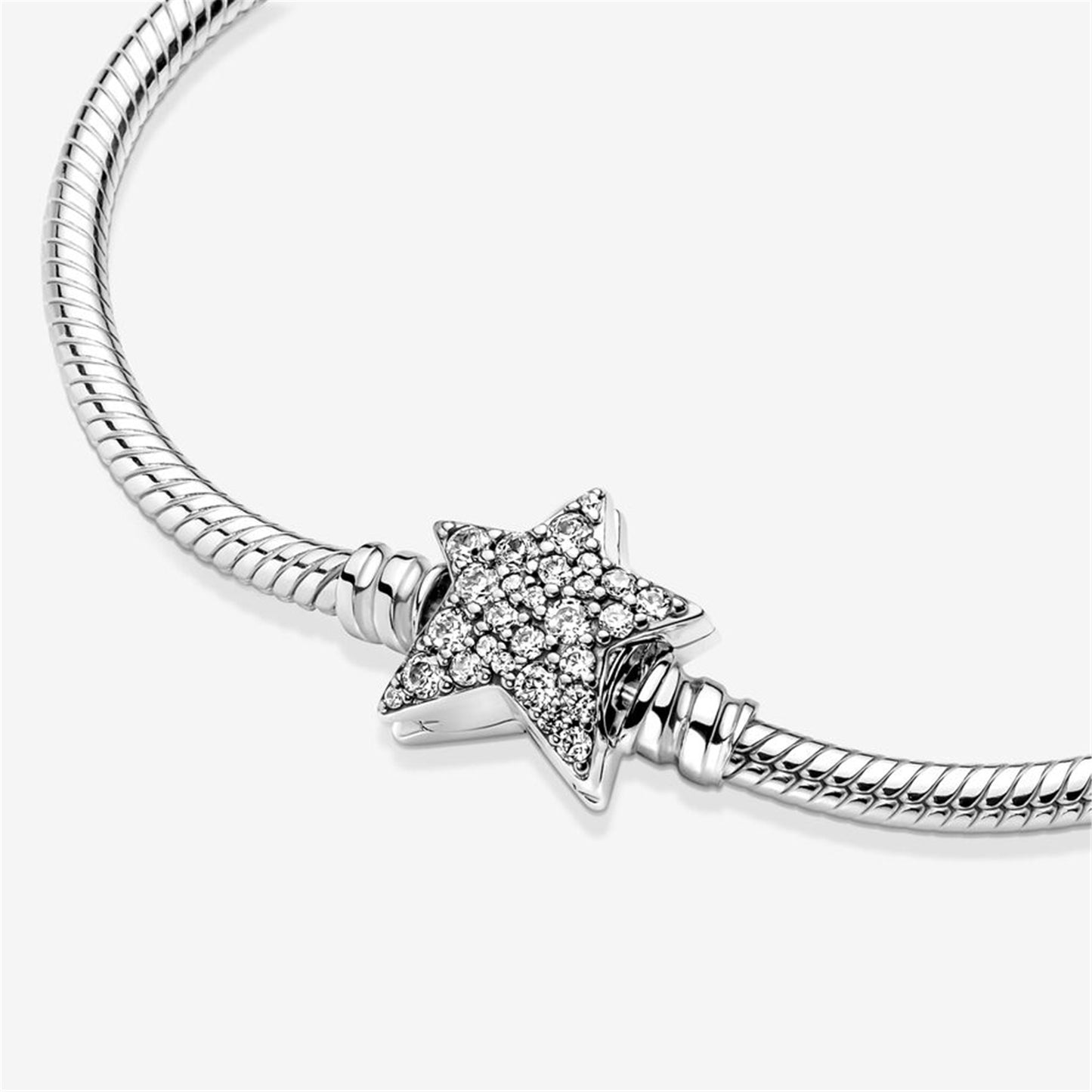 S925 sterling silver Moments Asymmetric Star Clasp Snake Chain Bracelet