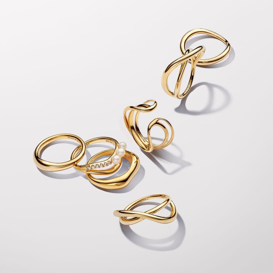 S925 Sterling Silver Organically Shaped Infinity Ring