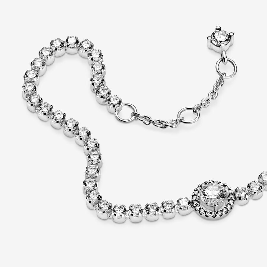 S925 Sterling Silver Sparkling Halo Tennis Bracelet