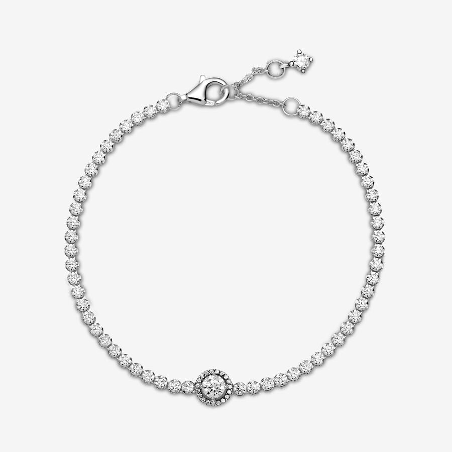 S925 Sterling Silver Sparkling Halo Tennis Bracelet