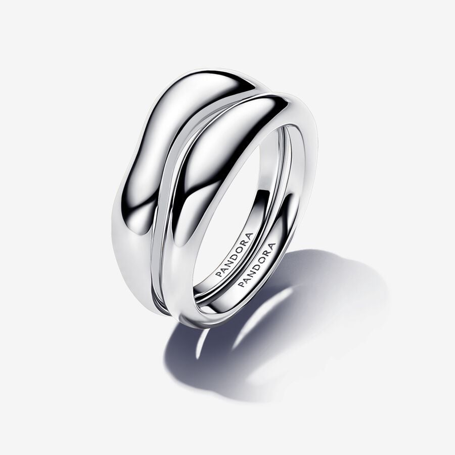 S925 Sterling Silver Organically Shaped Stacking Rings