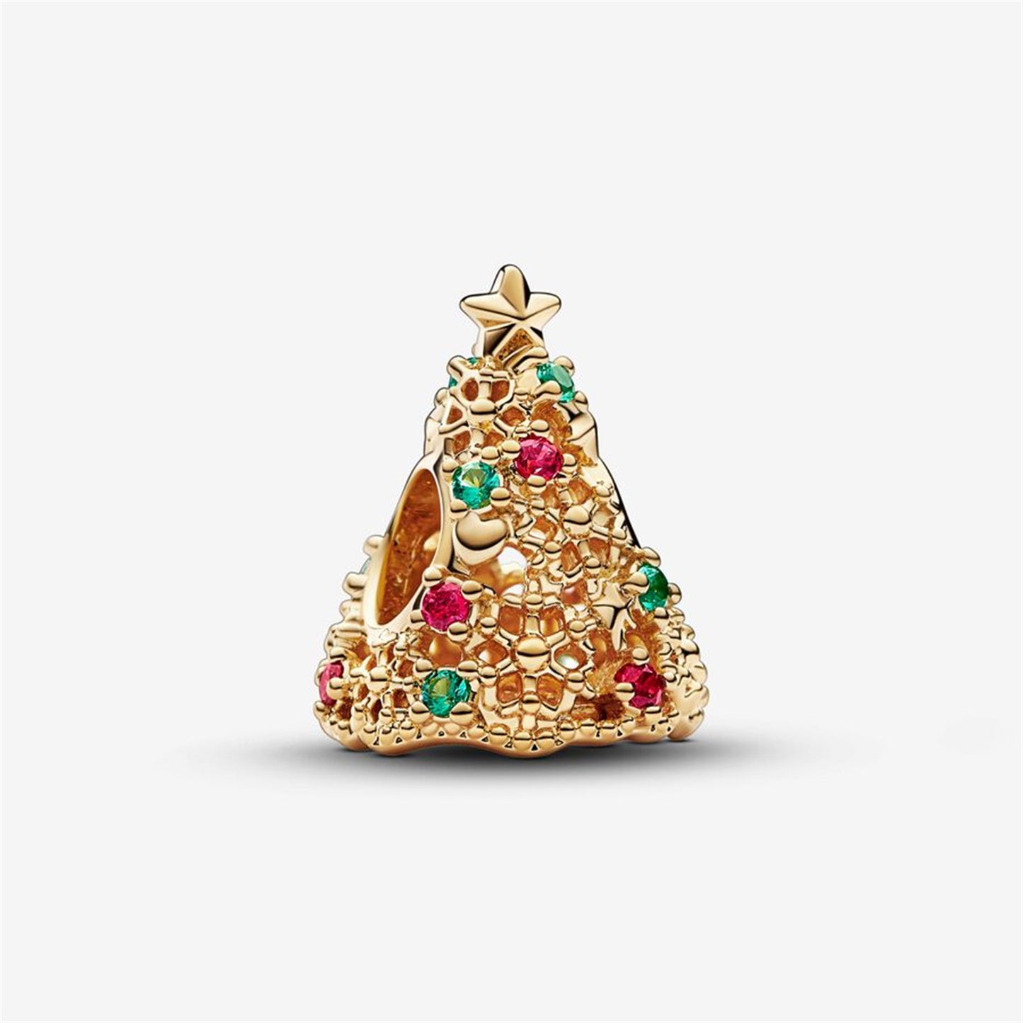 S925 Sterling Silver Glitter Christmas Tree Charm