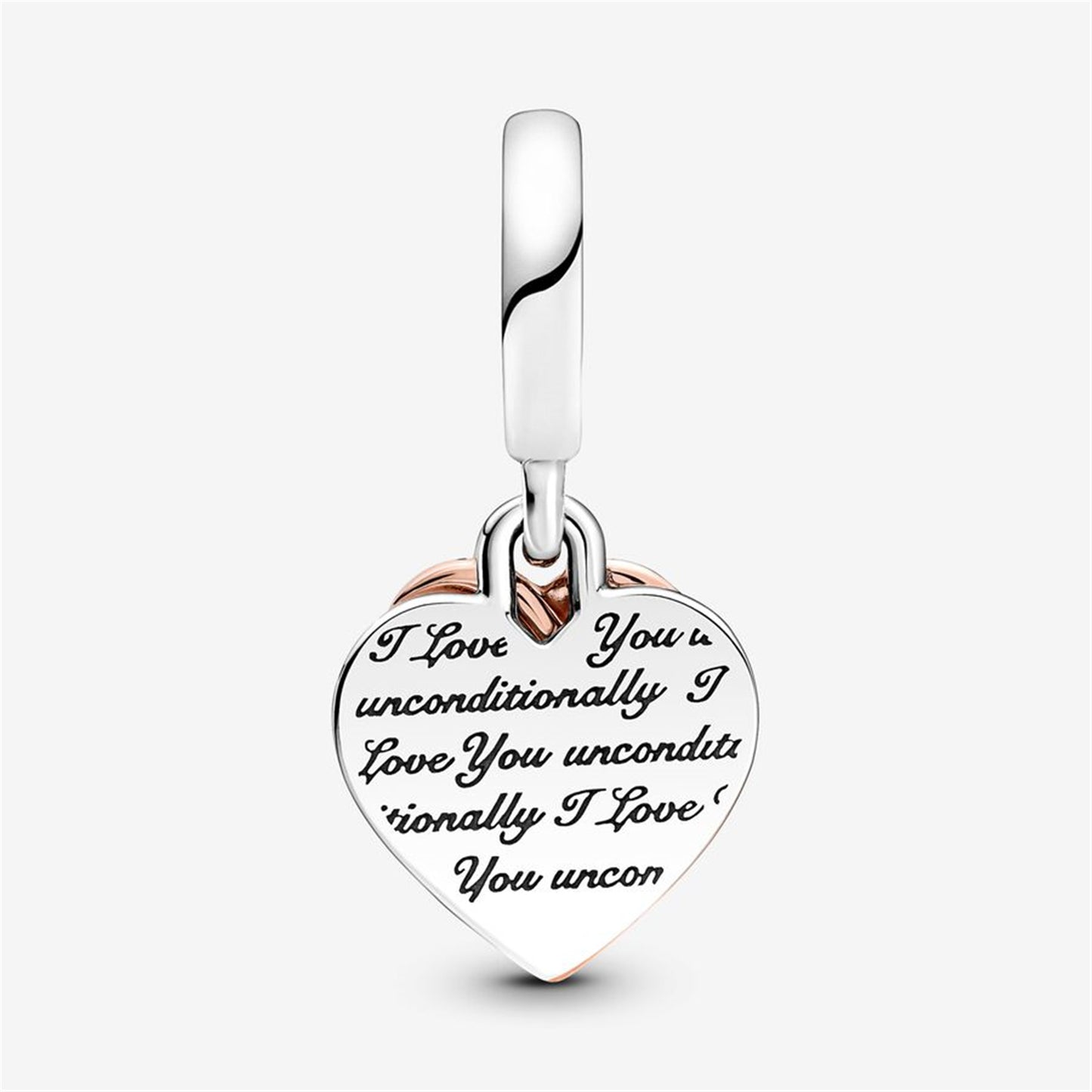 S925 Sterling Silver Entwined Hearts Double Dangle Charm