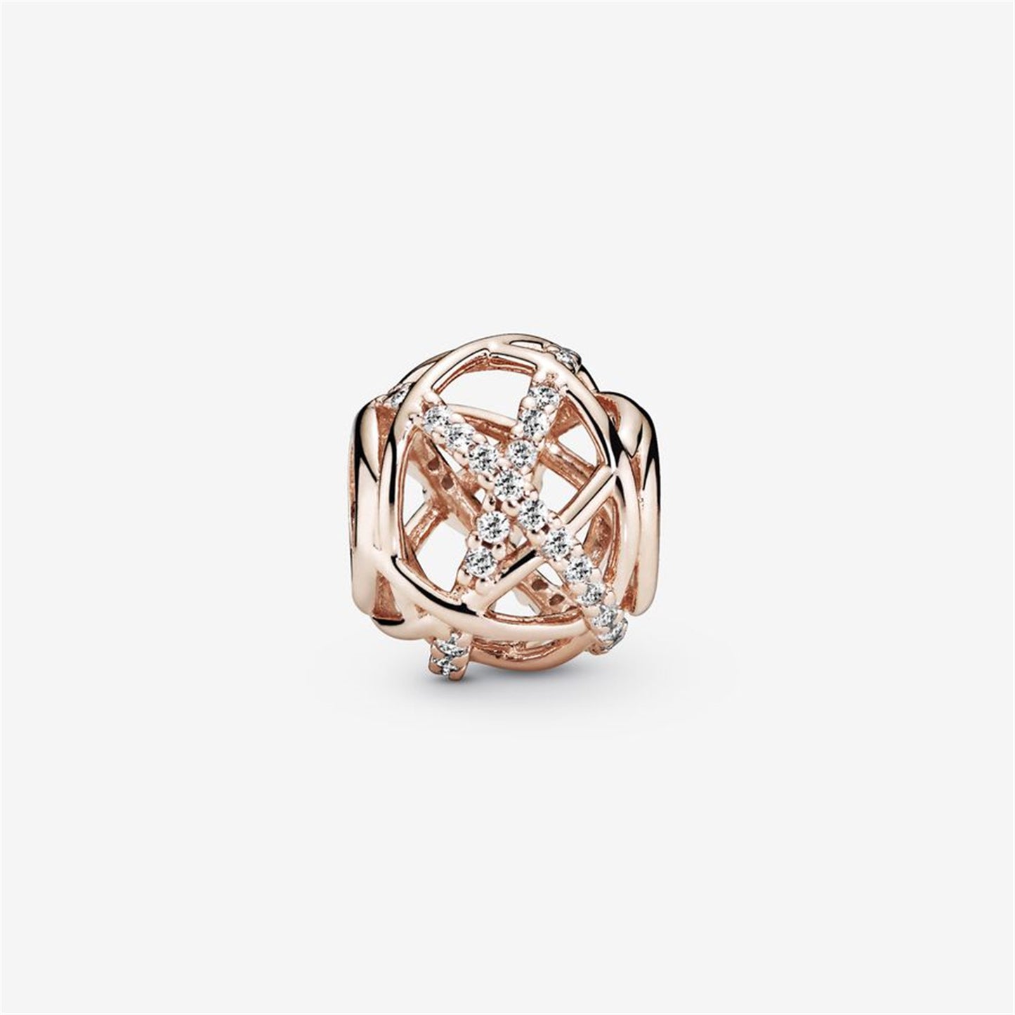 S925 Sterling Silver Sparkling & Polished Lines Charm
