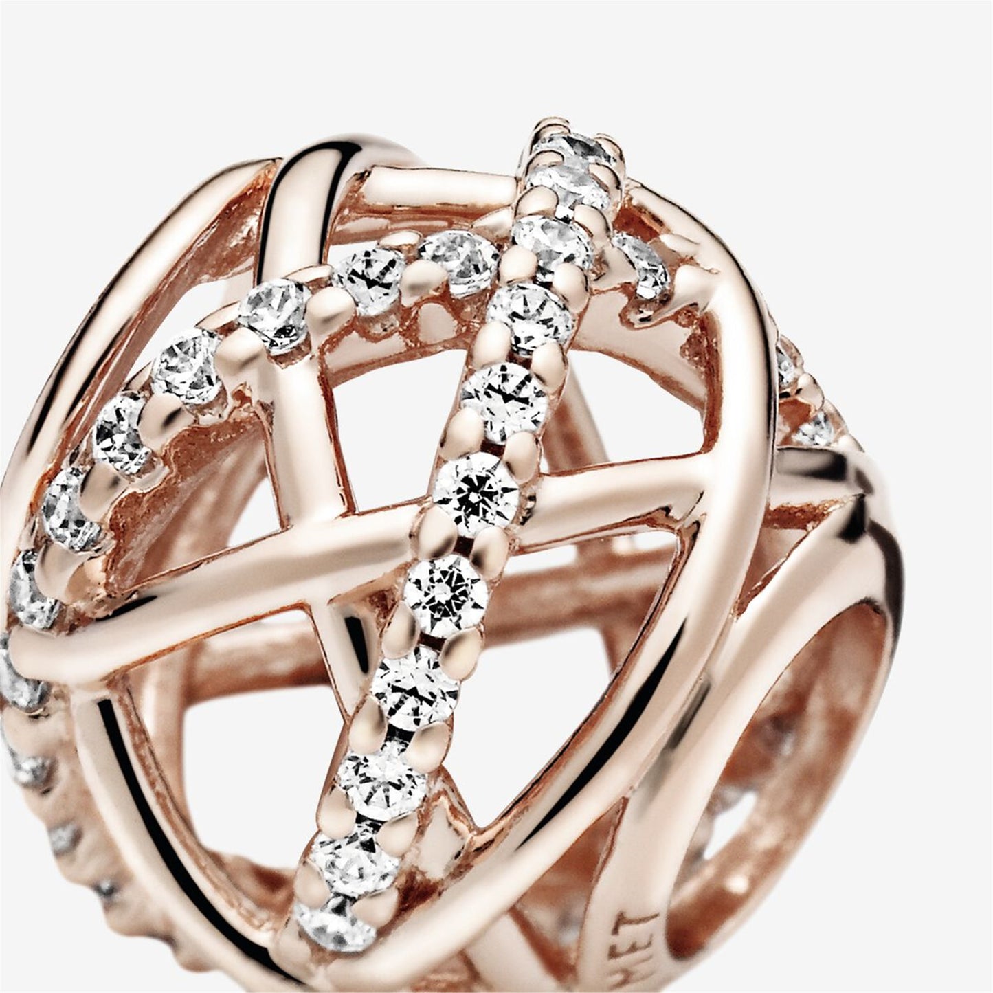 S925 Sterling Silver Sparkling & Polished Lines Charm