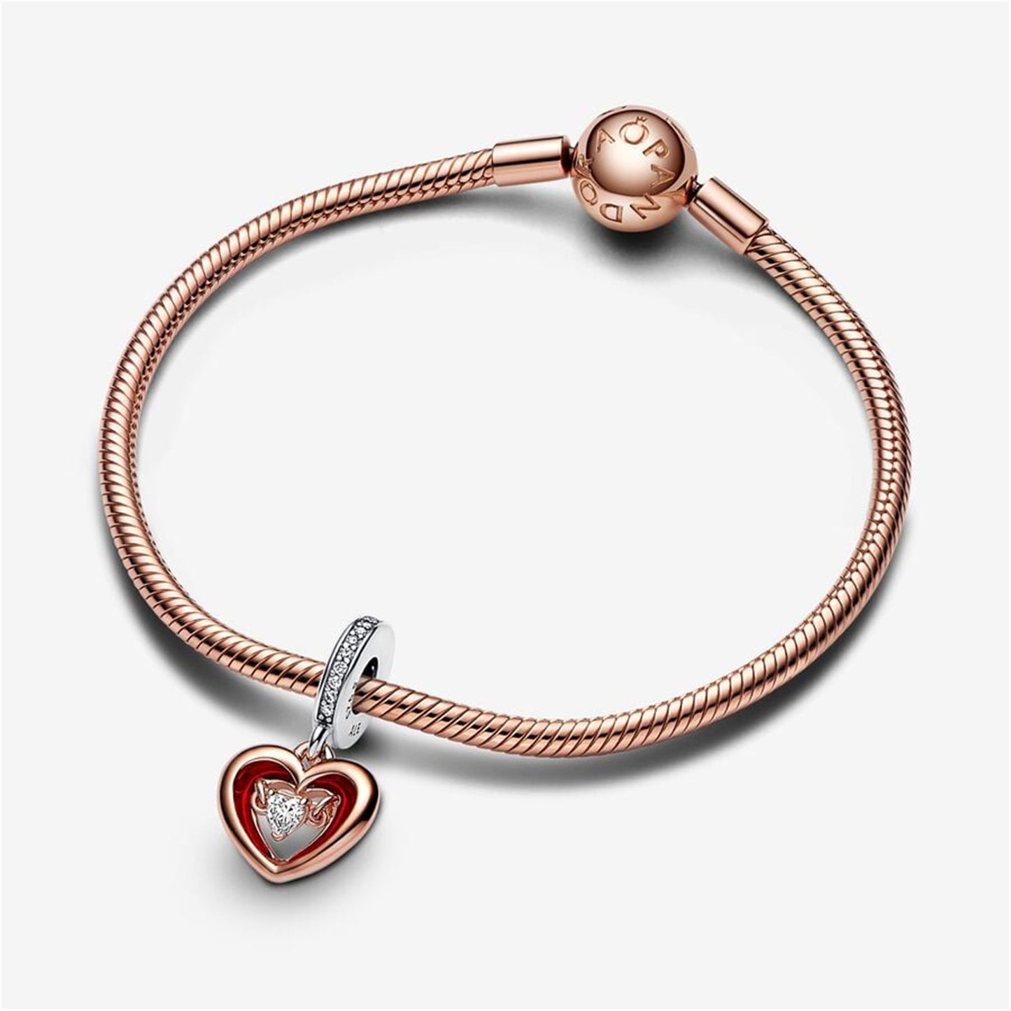 S925 Sterling Silver Two-tone Radiant Heart Dangle Charm