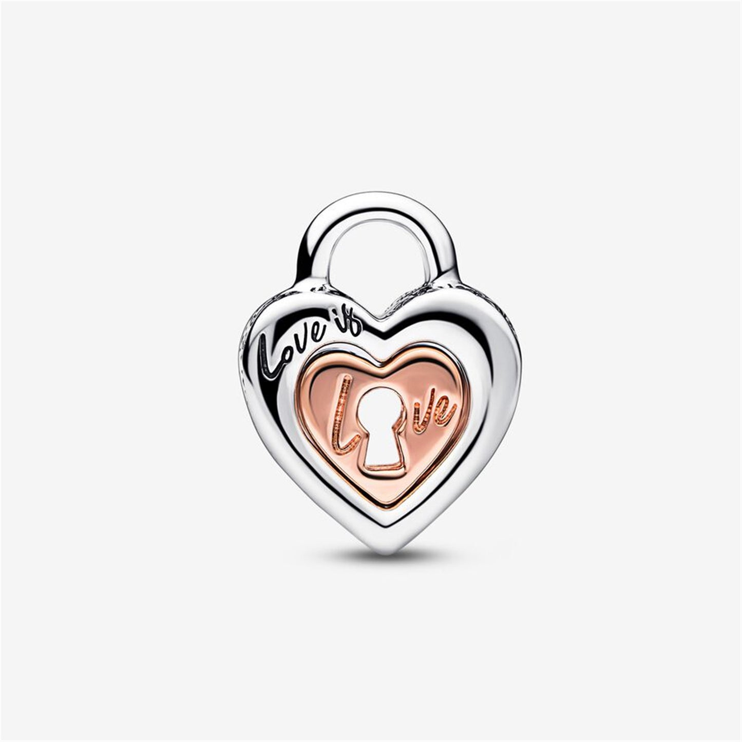S925 Sterling Silver Two-tone Padlock Splittable Heart Charm