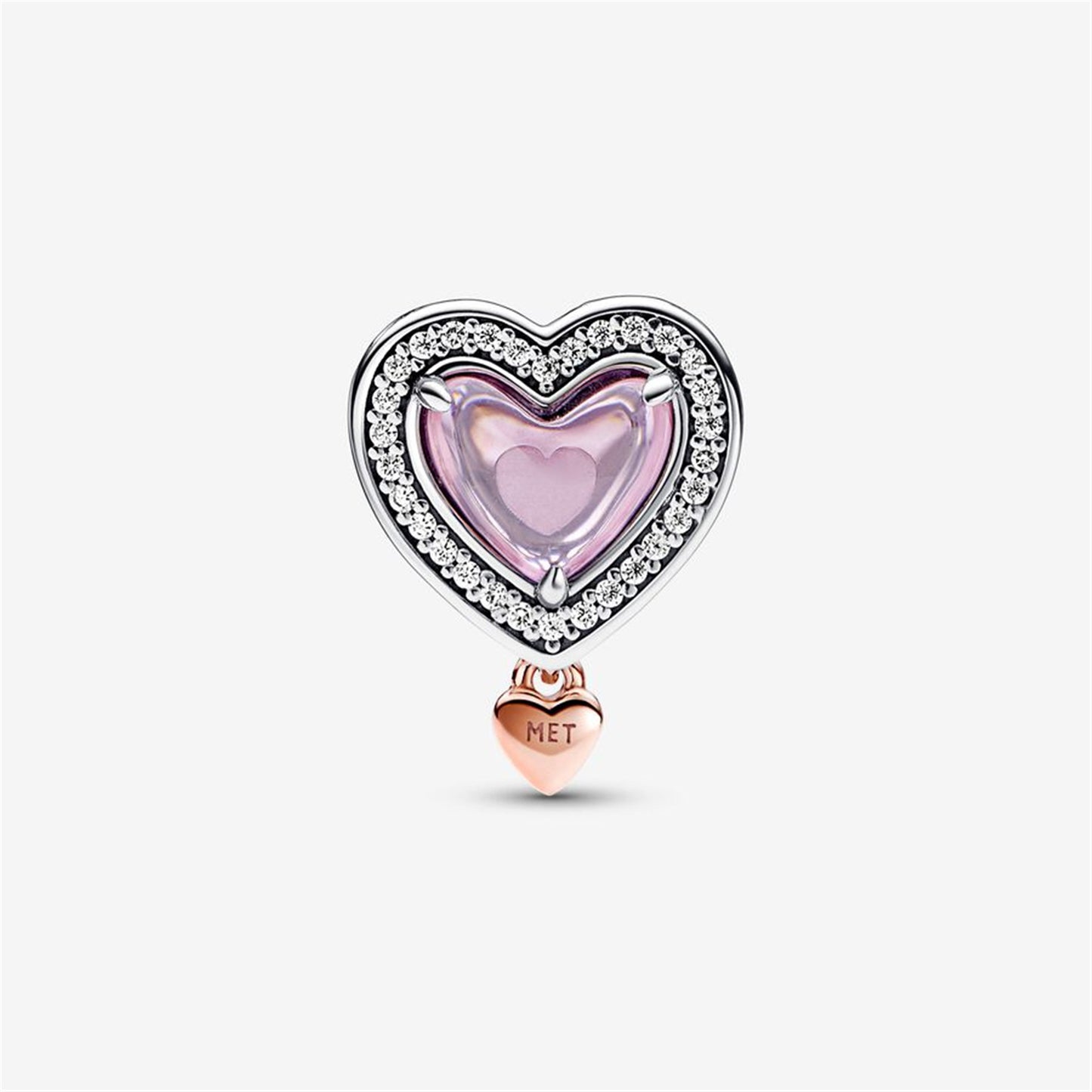 S925 Sterling Silver Two-tone Openwork Mum & Heart Charm