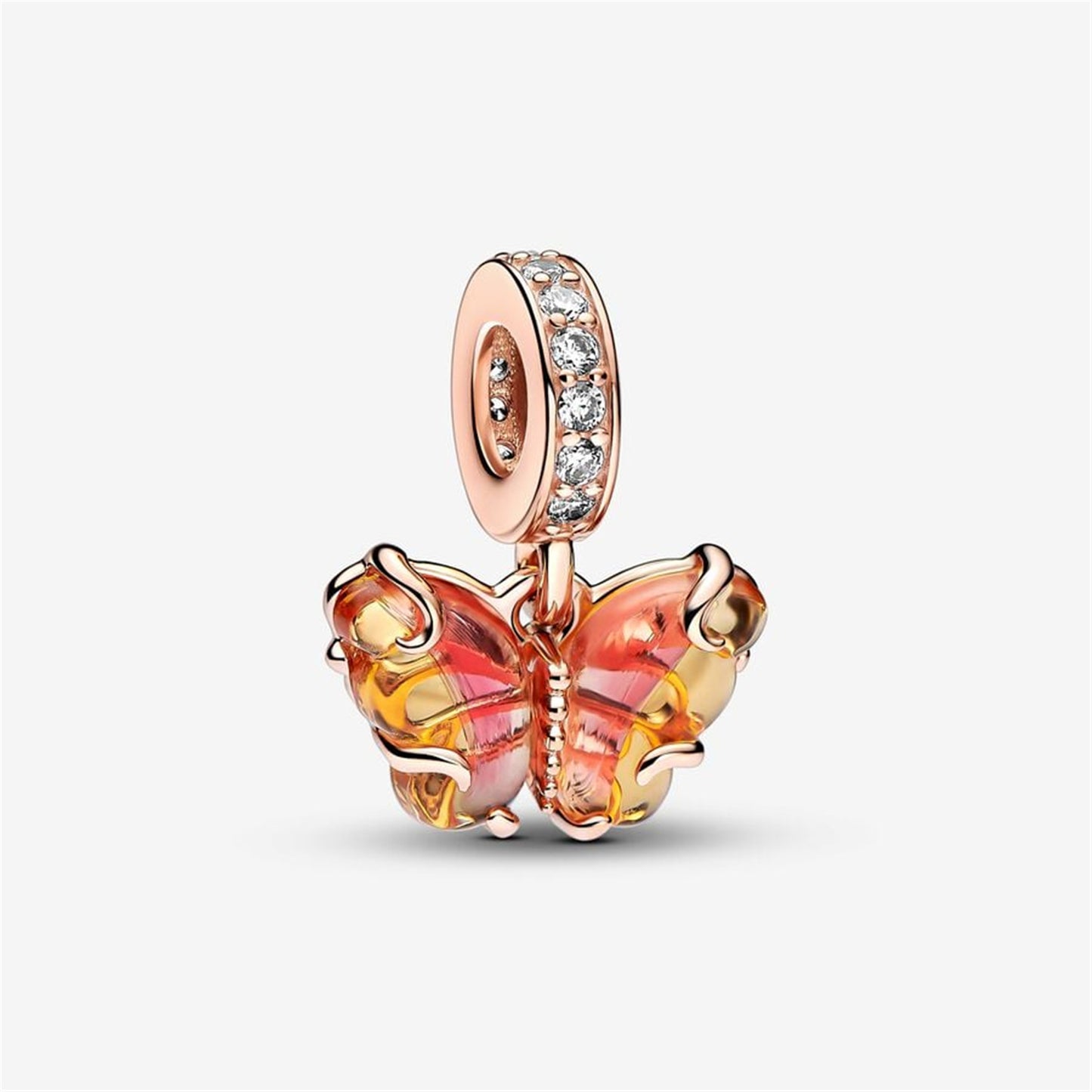 S925 Sterling Silver Blue Murano Glass Butterfly Dangle Charm