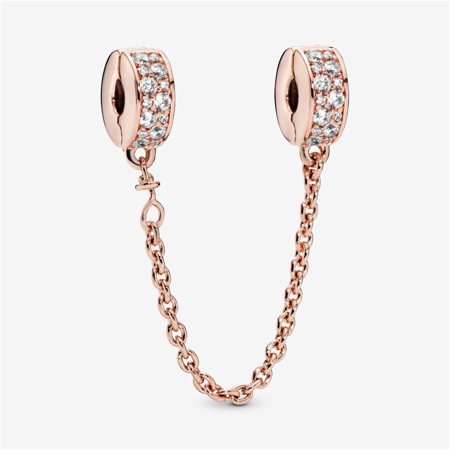 S925 Sterling Silver Clear Pavé Safety Chain Clip Charm