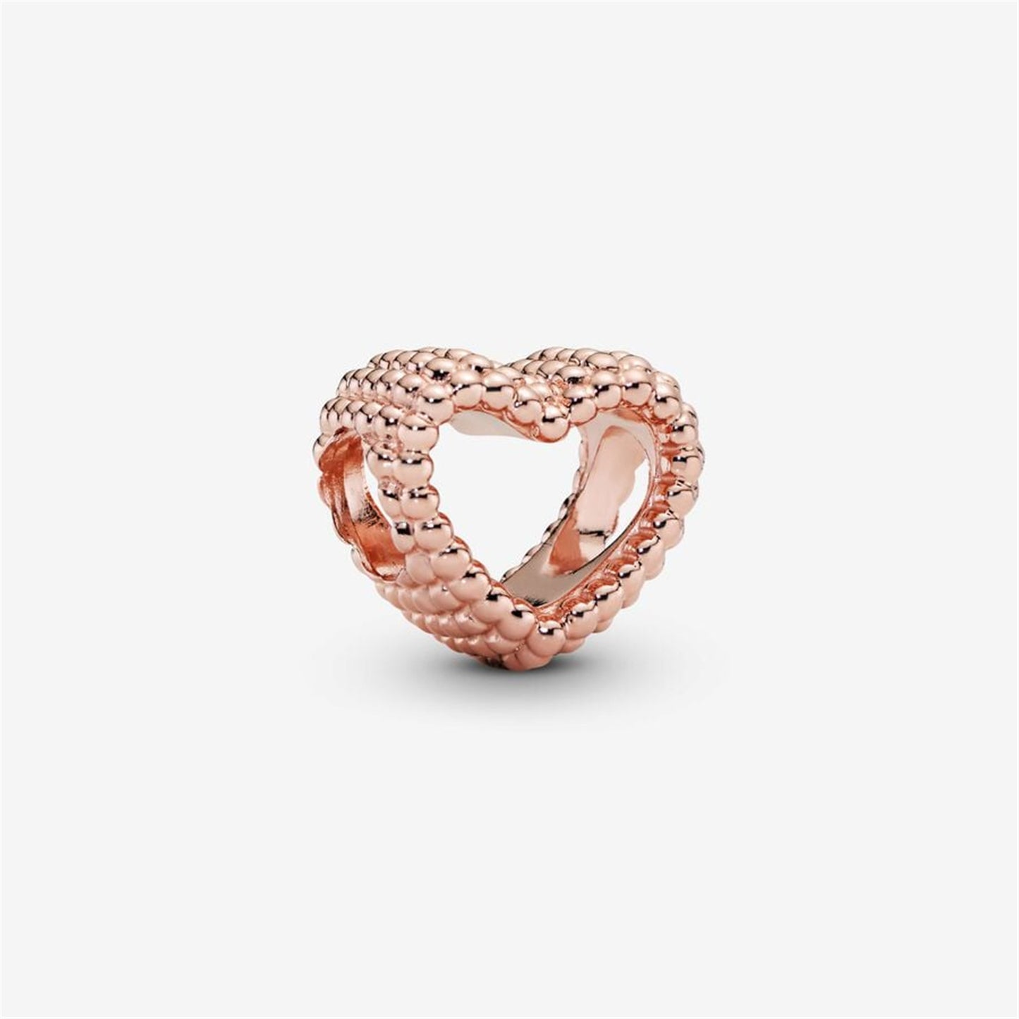S925 Sterling Silver Beaded Open Heart Charm