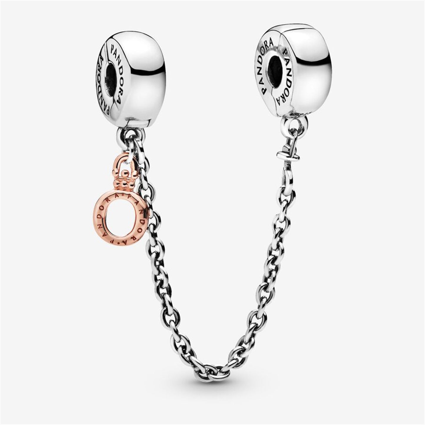 S925 Sterling Silver Dangling Crown O Safety Chain Charm