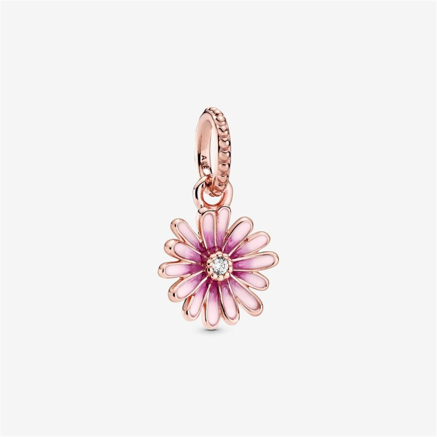 S925 Sterling Silver Pink Daisy Flower Dangle Charm