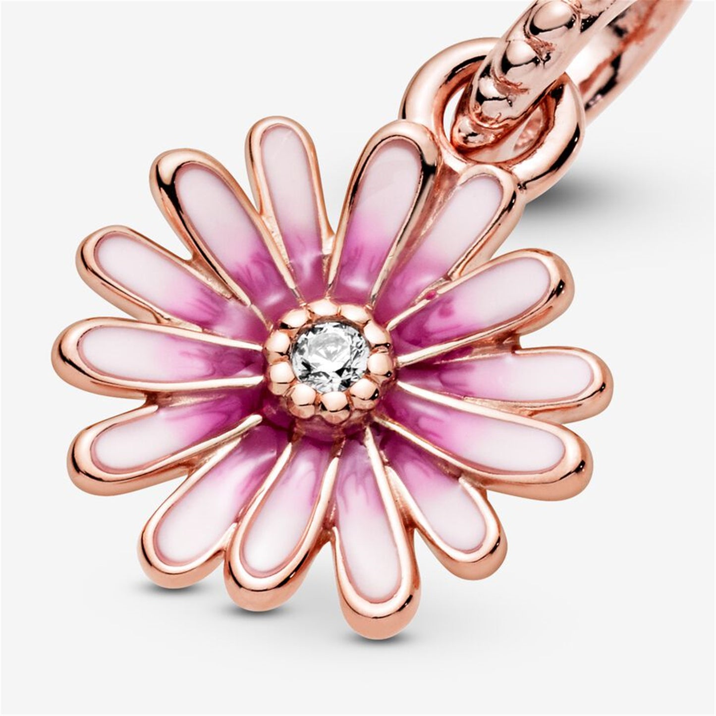 S925 Sterling Silver Pink Daisy Flower Dangle Charm