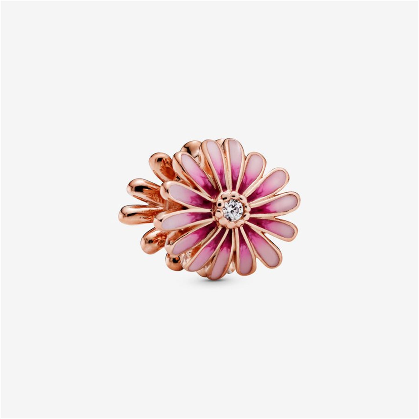 S925 Sterling Silver Pink Daisy Flower Charm
