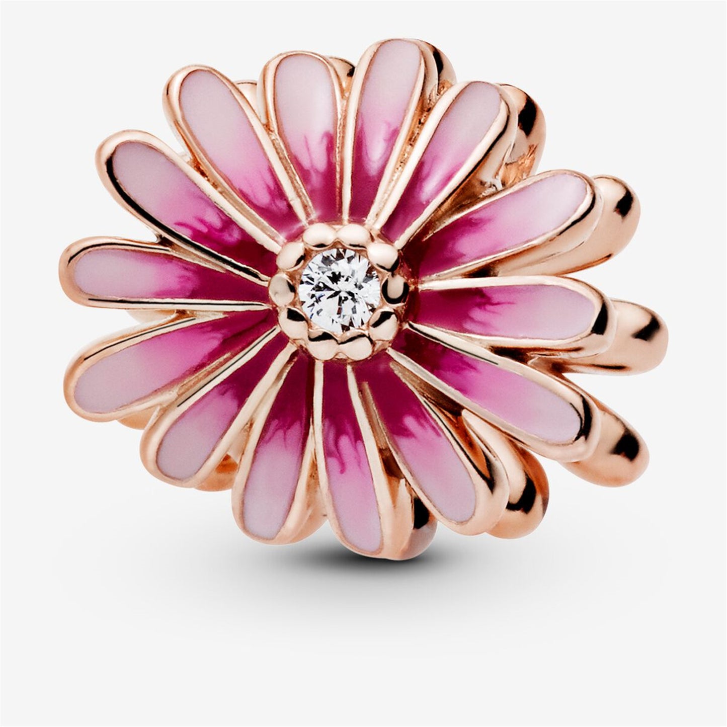 S925 Sterling Silver Pink Daisy Flower Charm