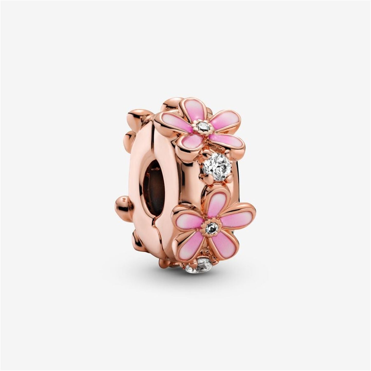 S925 sterling silver Pink Daisy Spacer Clip Charm