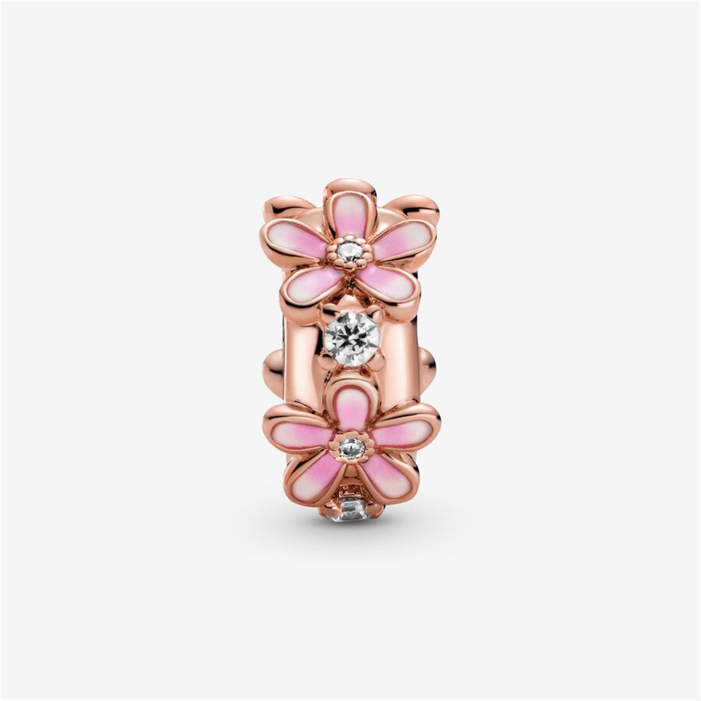 S925 sterling silver Pink Daisy Spacer Clip Charm