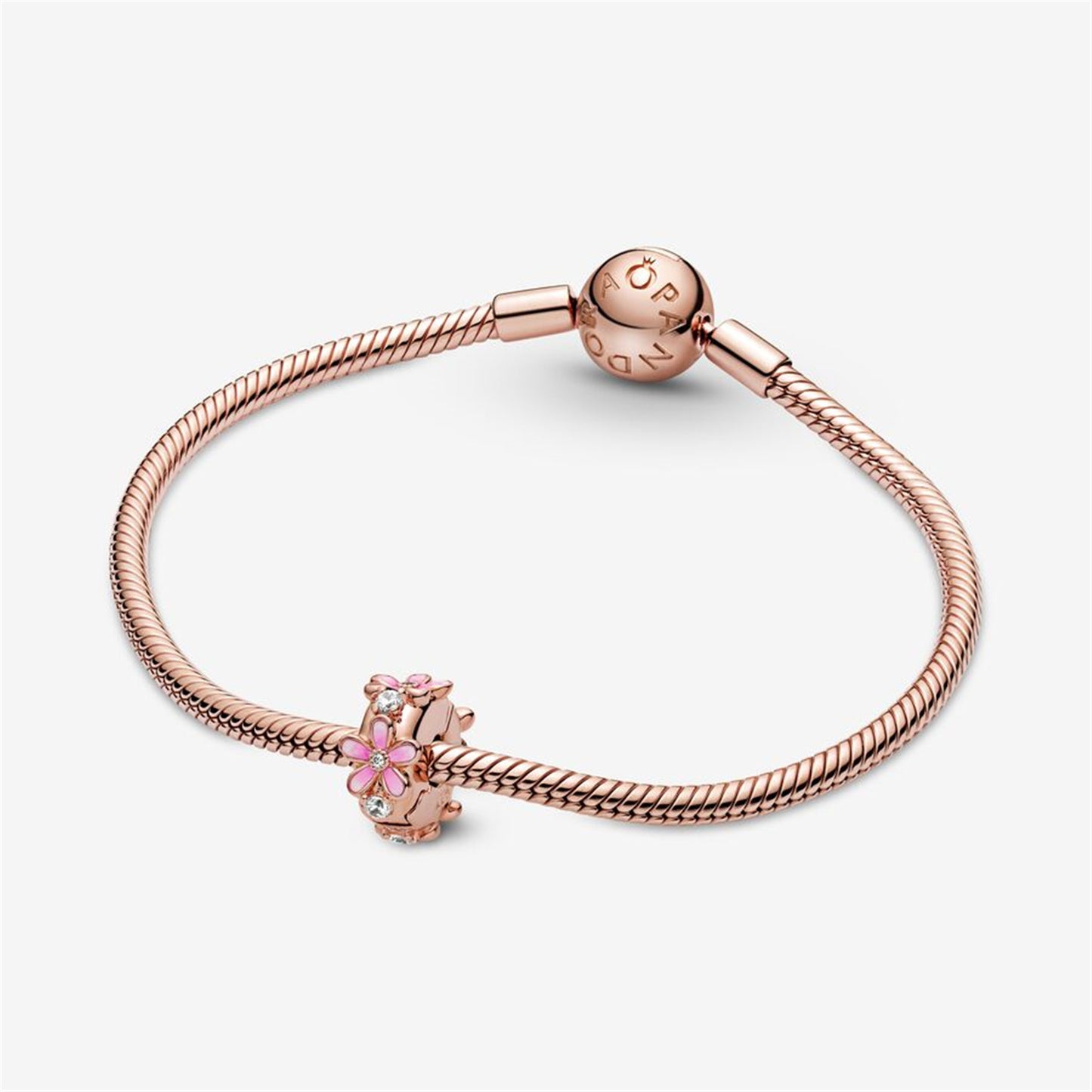 S925 sterling silver Pink Daisy Spacer Clip Charm