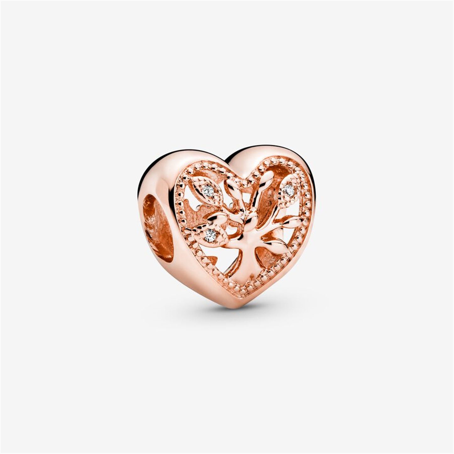 S925 Sterling Silver Openwork Family Tree Heart Charm