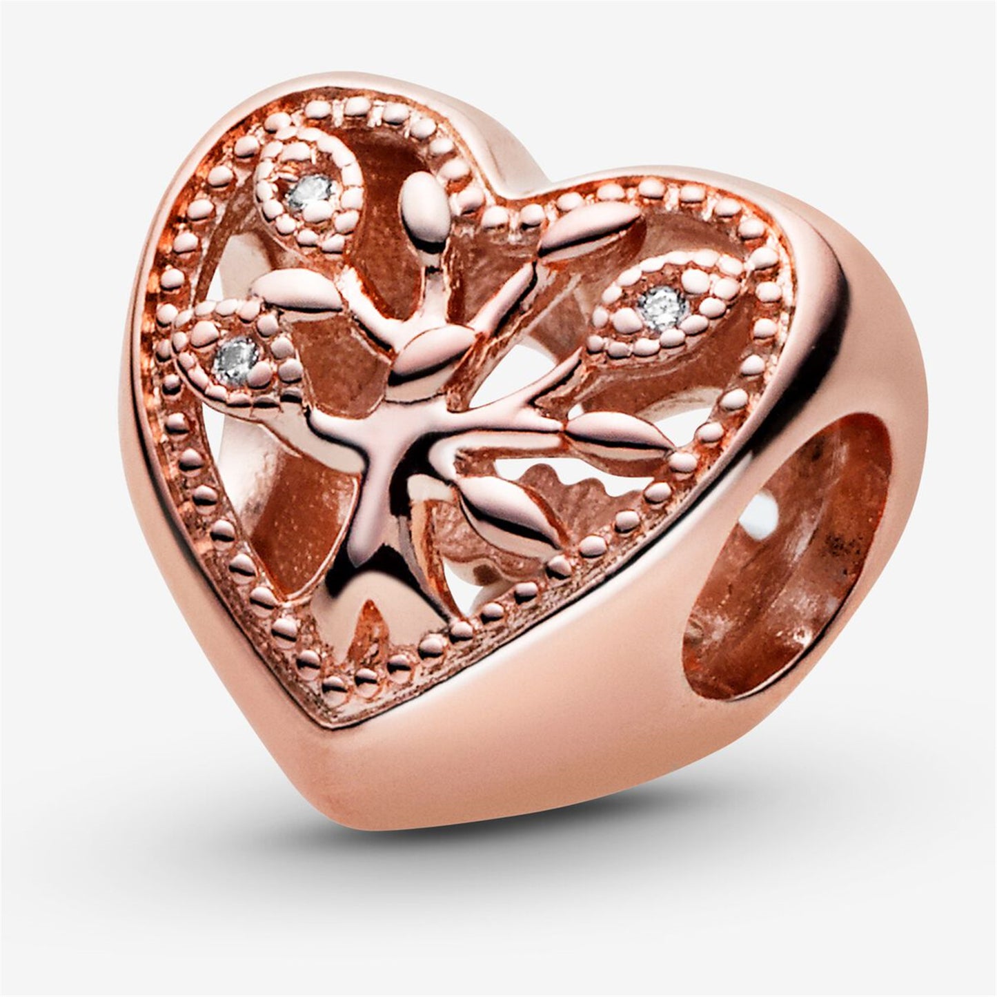 S925 Sterling Silver Openwork Family Tree Heart Charm