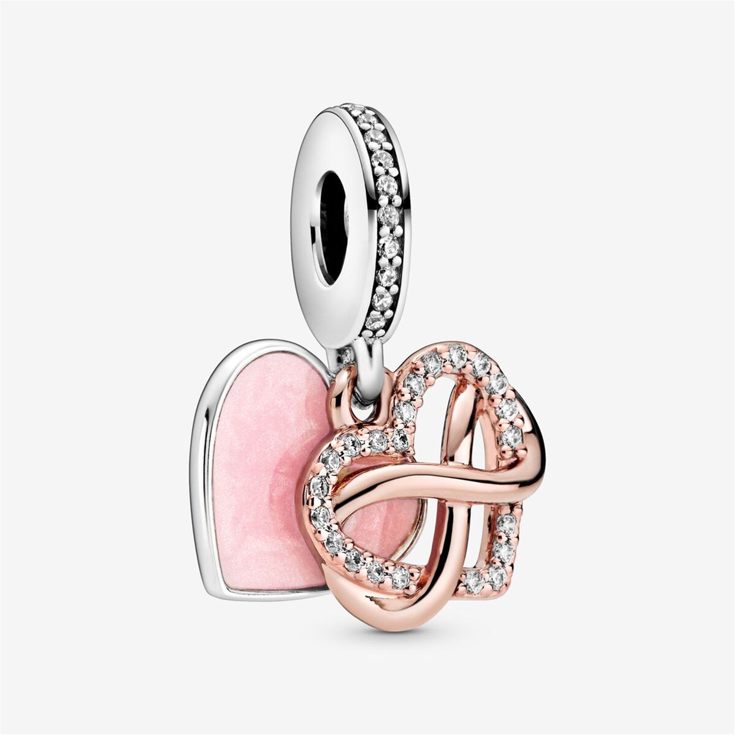 S925 Sterling Silver Sparkling Infinity Heart Dangle Charm