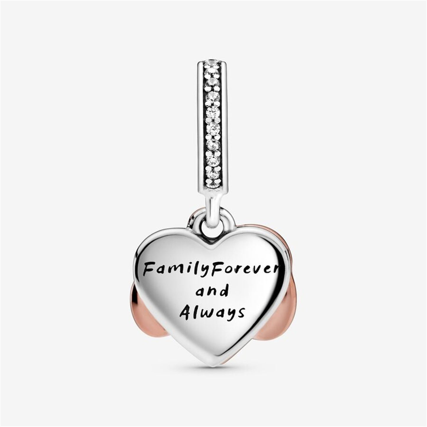 S925 Sterling Silver Sparkling Infinity Heart Dangle Charm