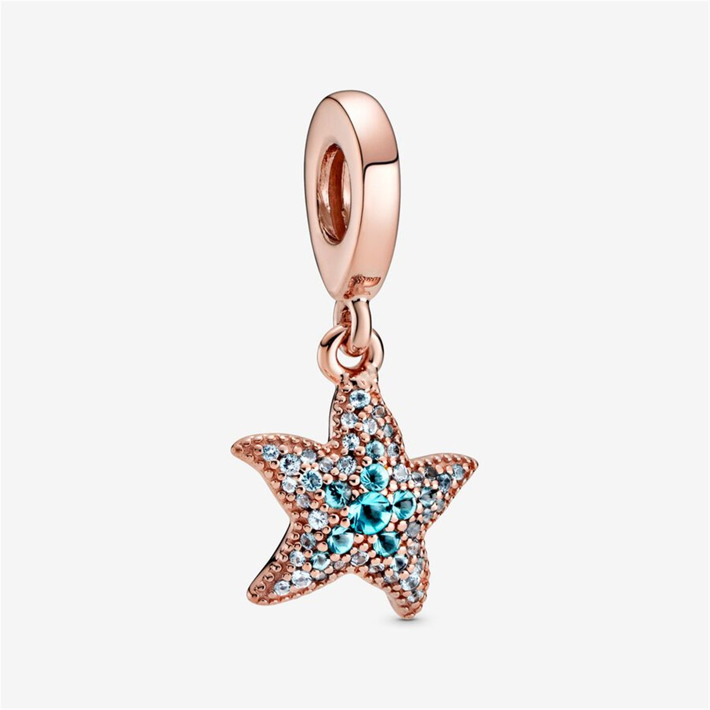 S925 Sterling Silver Sparkling Starfish Dangle Charm