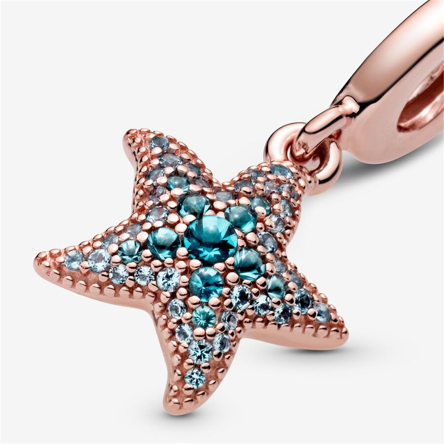 S925 Sterling Silver Sparkling Starfish Dangle Charm