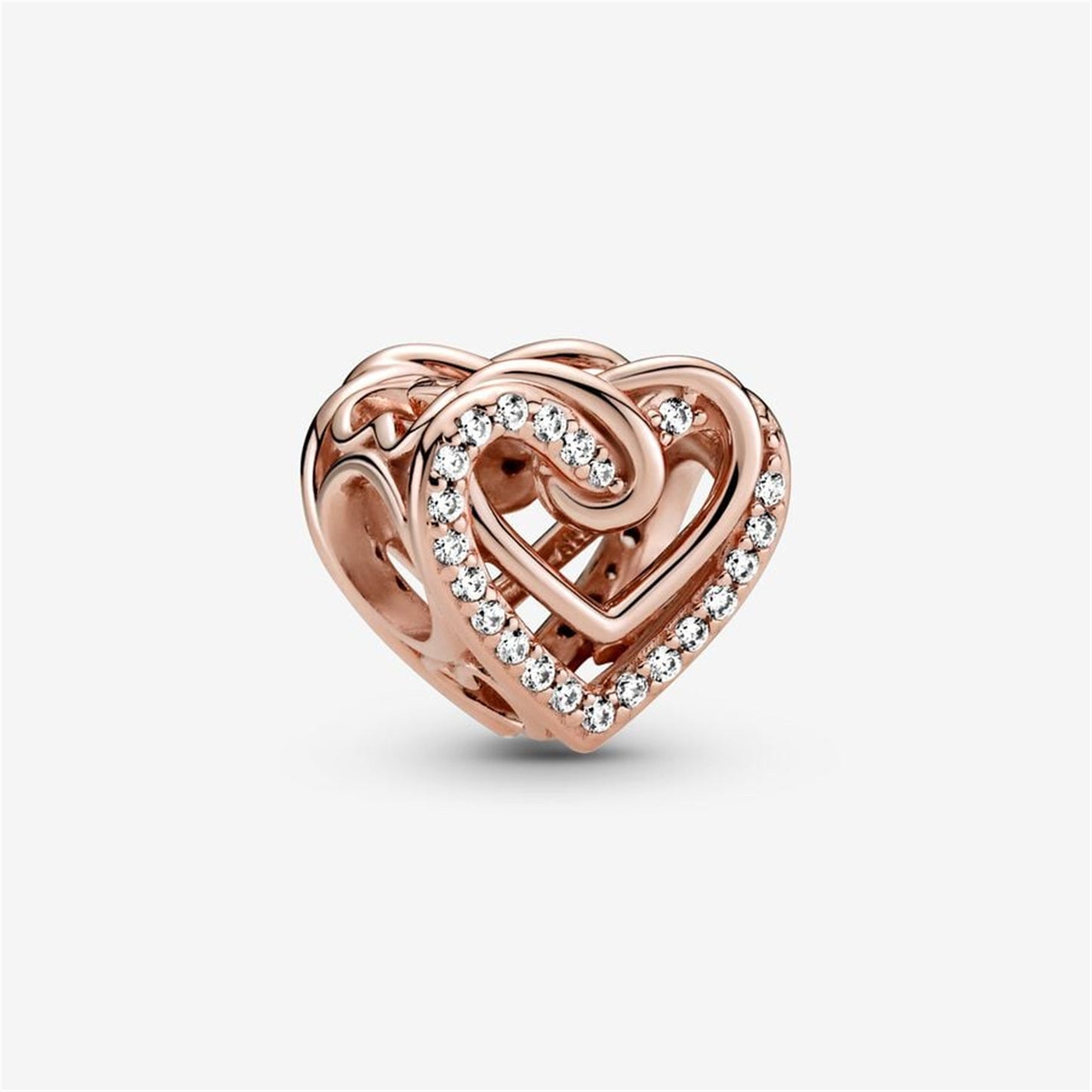 S925 Sterling Silver Sparkling Entwined Hearts Charm