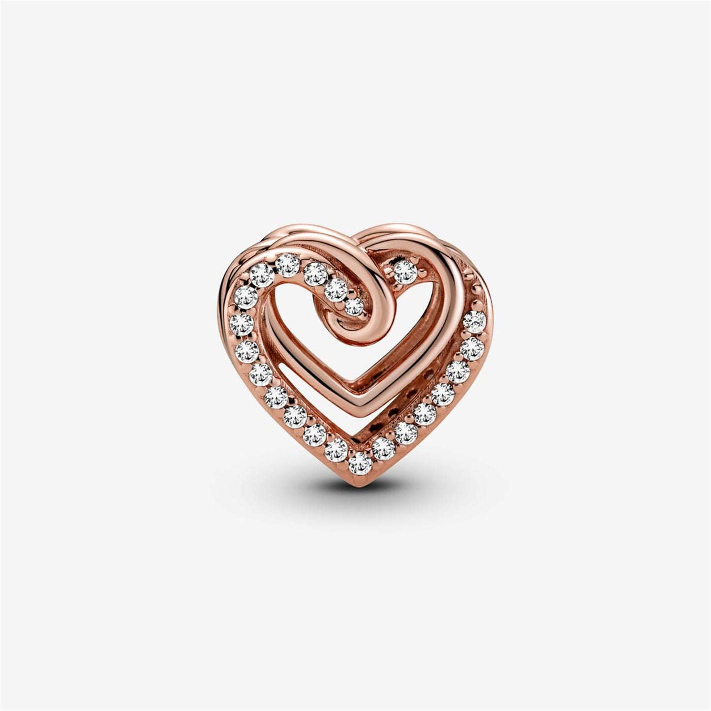 S925 Sterling Silver Sparkling Entwined Hearts Charm
