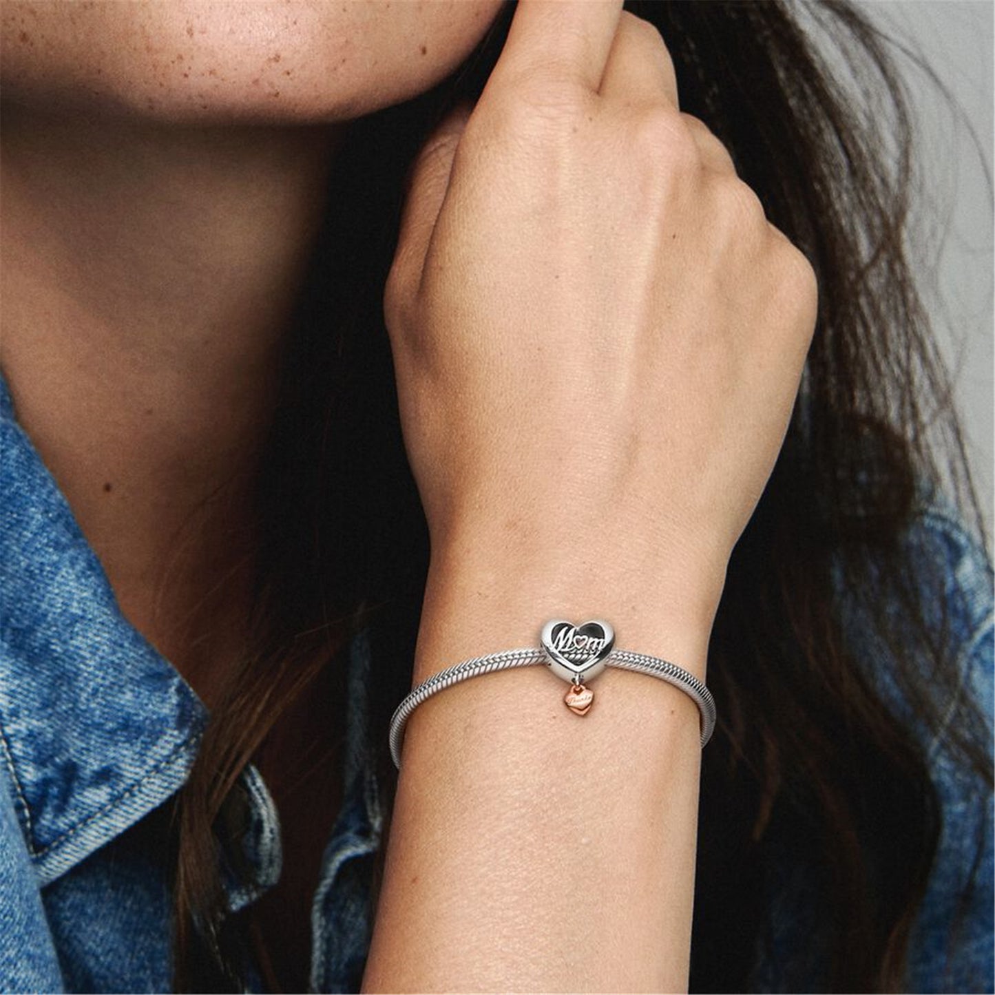 S925 Sterling Silver Thank You Mum Heart Charm