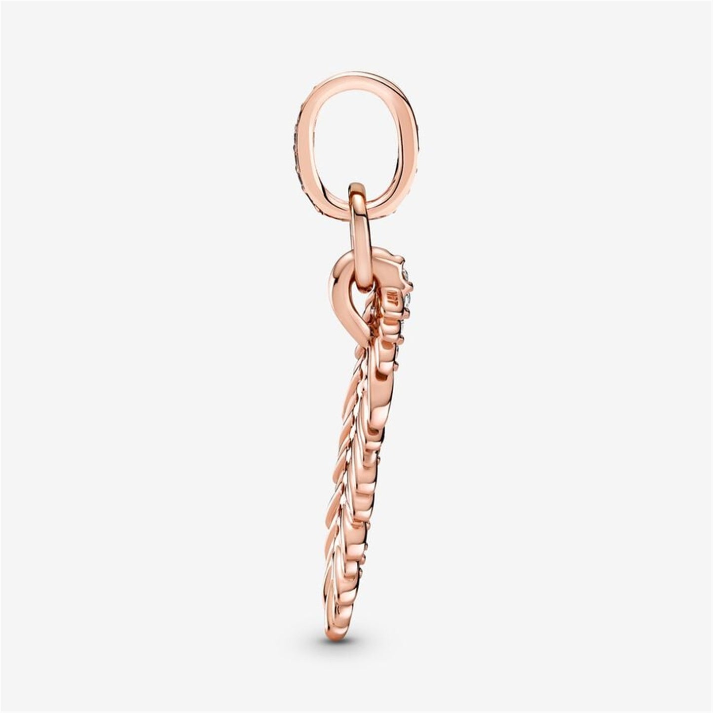 S925 Sterling Silver Sparkling Feather Dangle Charm