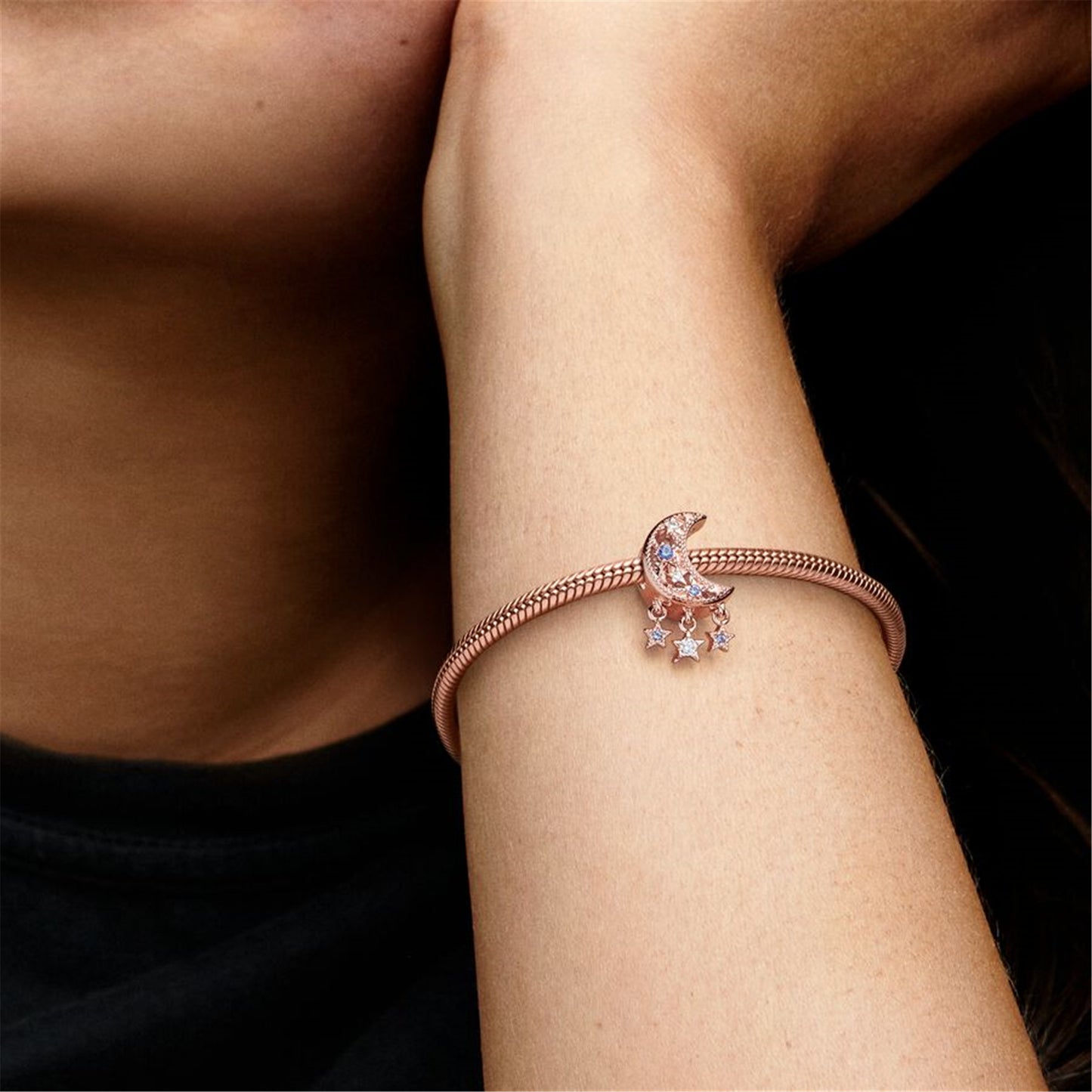 S925 Sterling Silver Star & Crescent Moon Charm